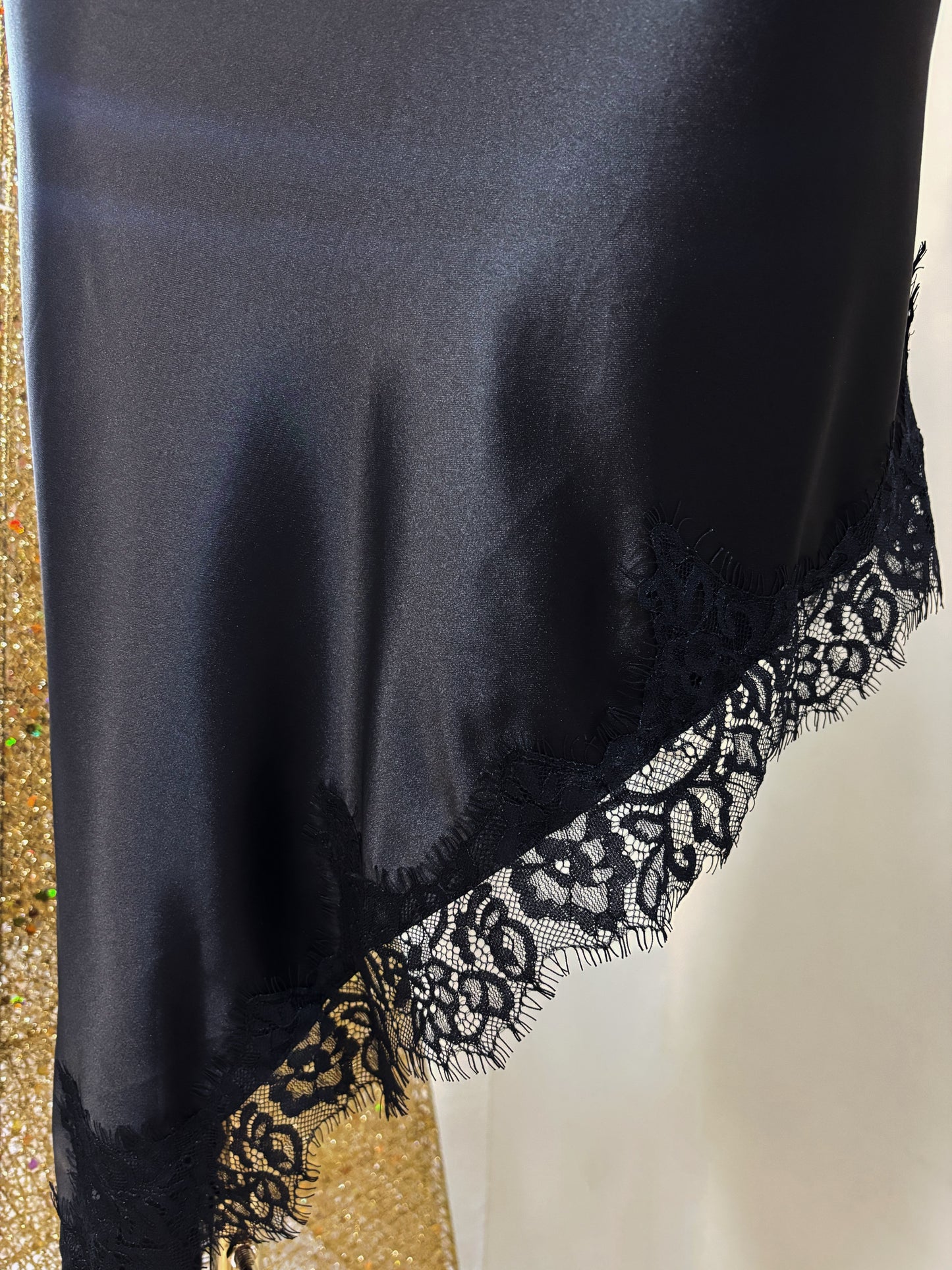 Neisha Satin Lace Dress (Black)