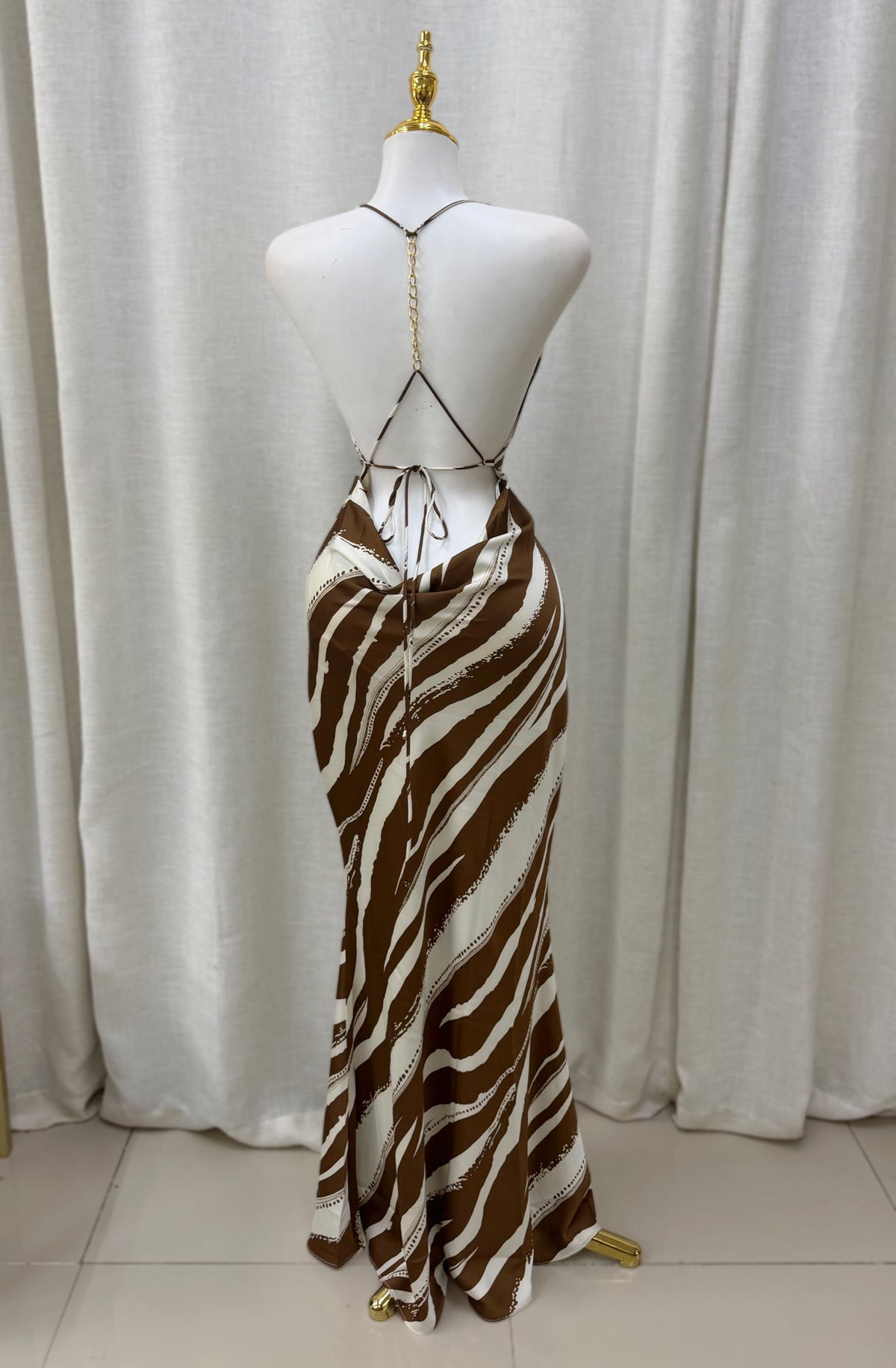 Paula Mocha-Ivory Maxi Dress