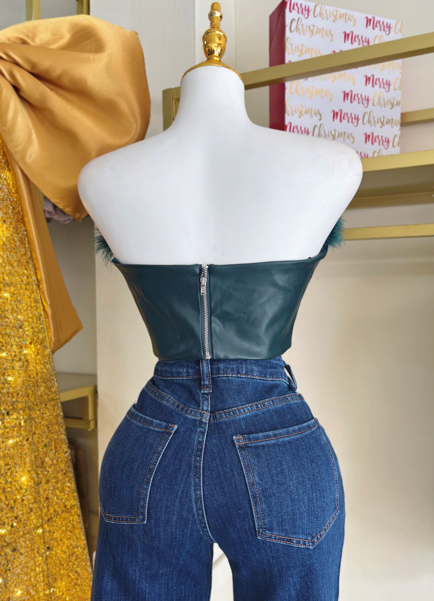Camila Leather Feather Top