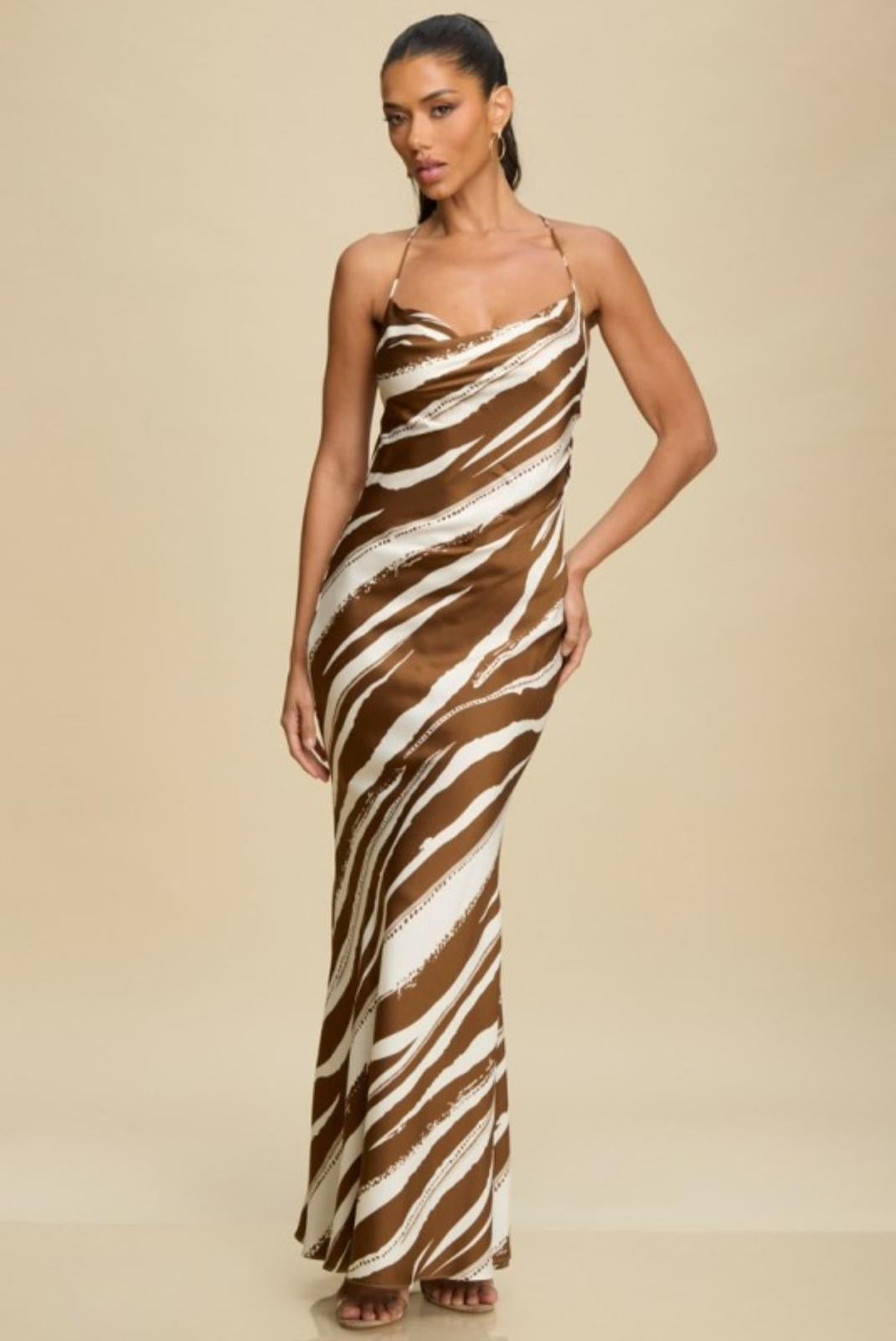 Paula Mocha-Ivory Maxi Dress