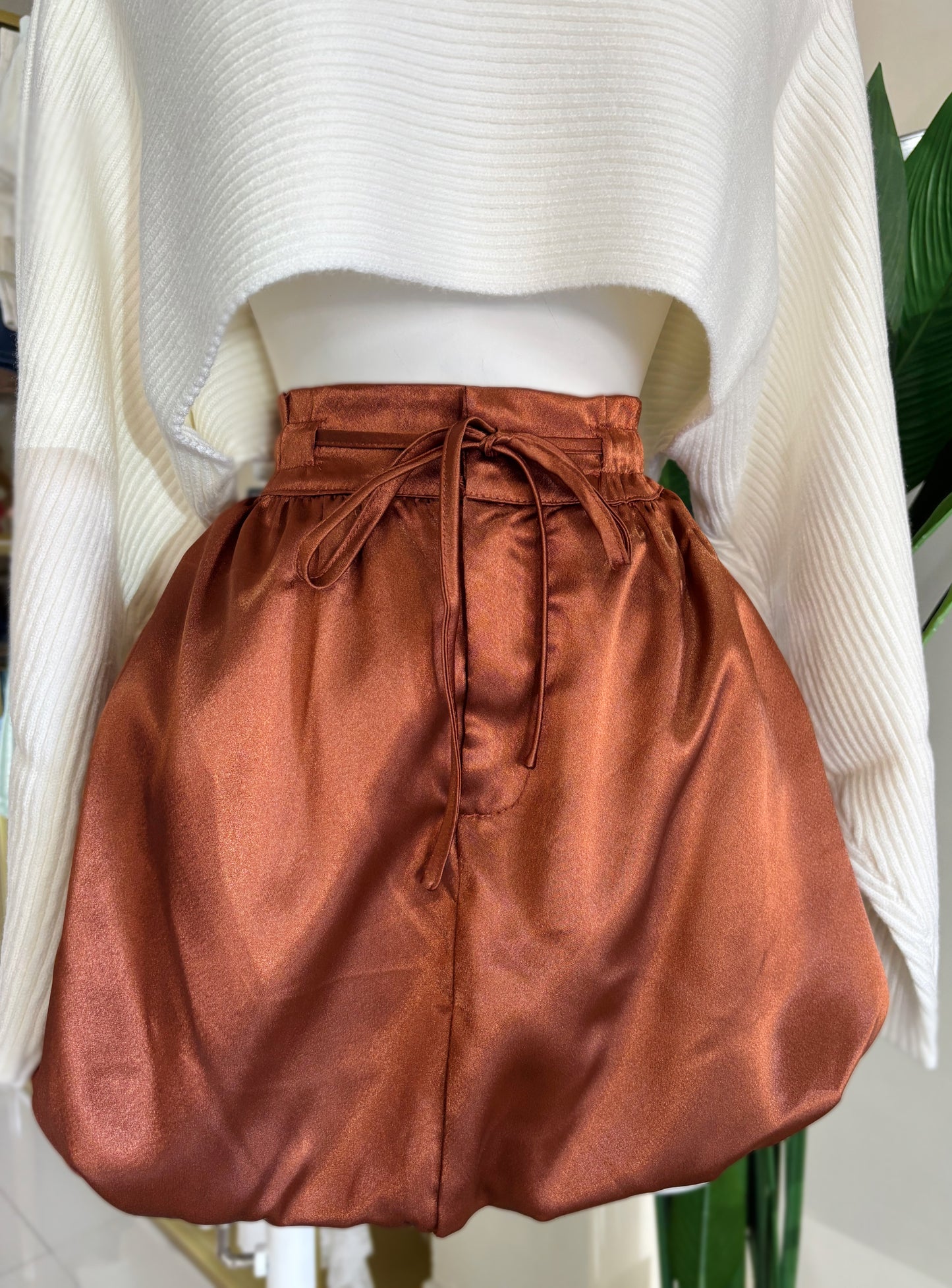 Mariana Satin Bubble Skirt (Bronce/Olive)
