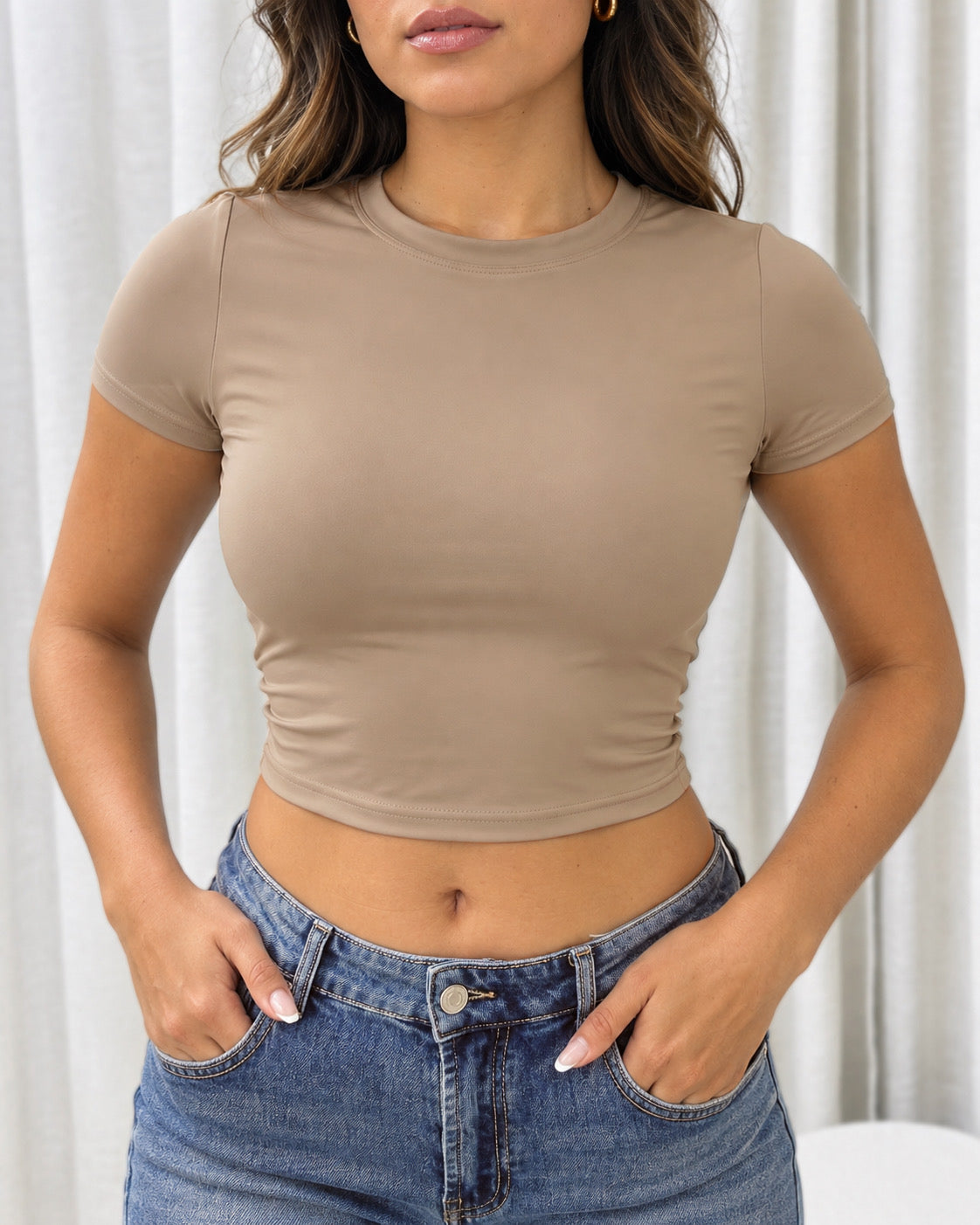 Hanna Basic Crop Tshirt (Mocha)