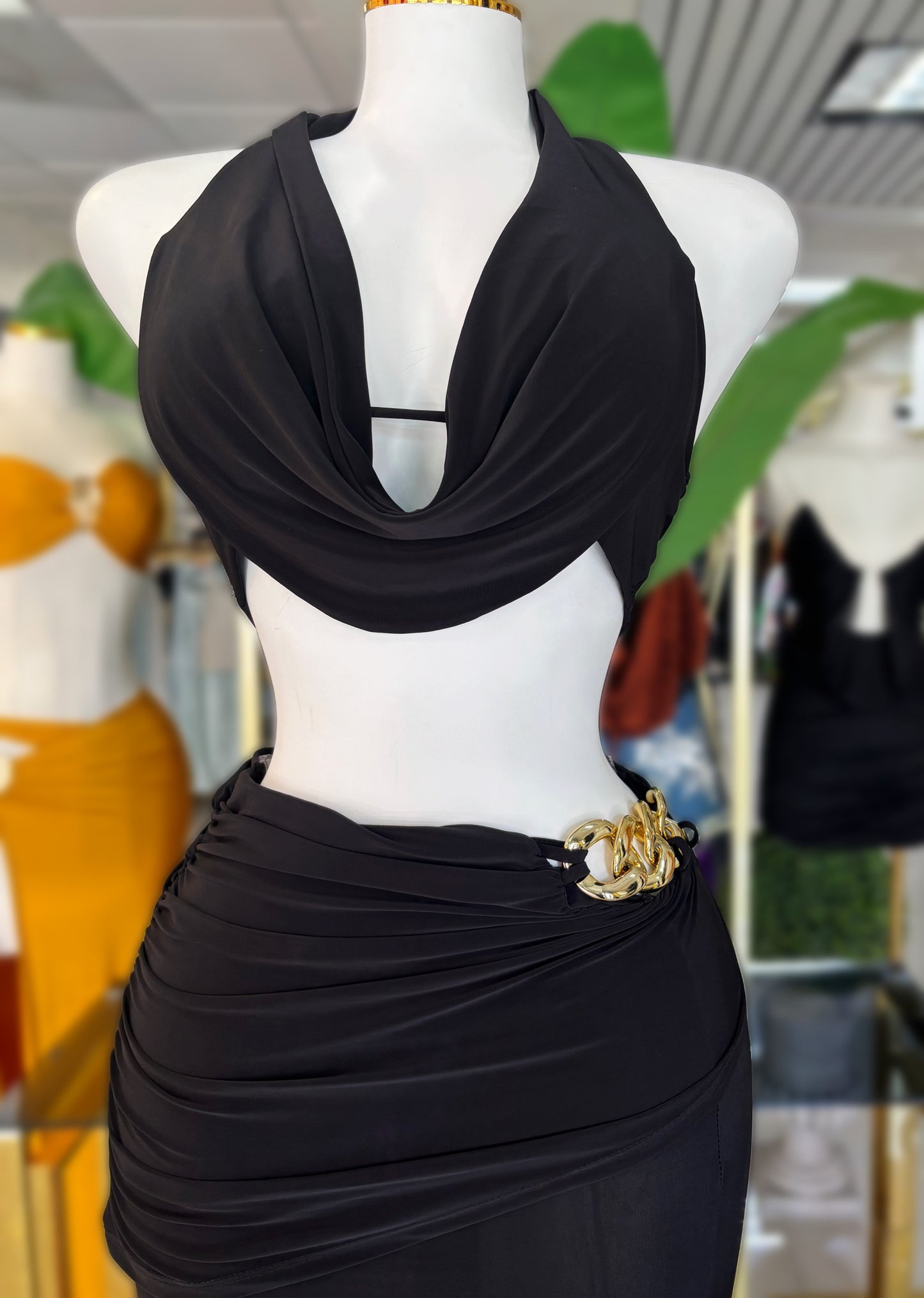 Amira Black Maxi Skirt Set
