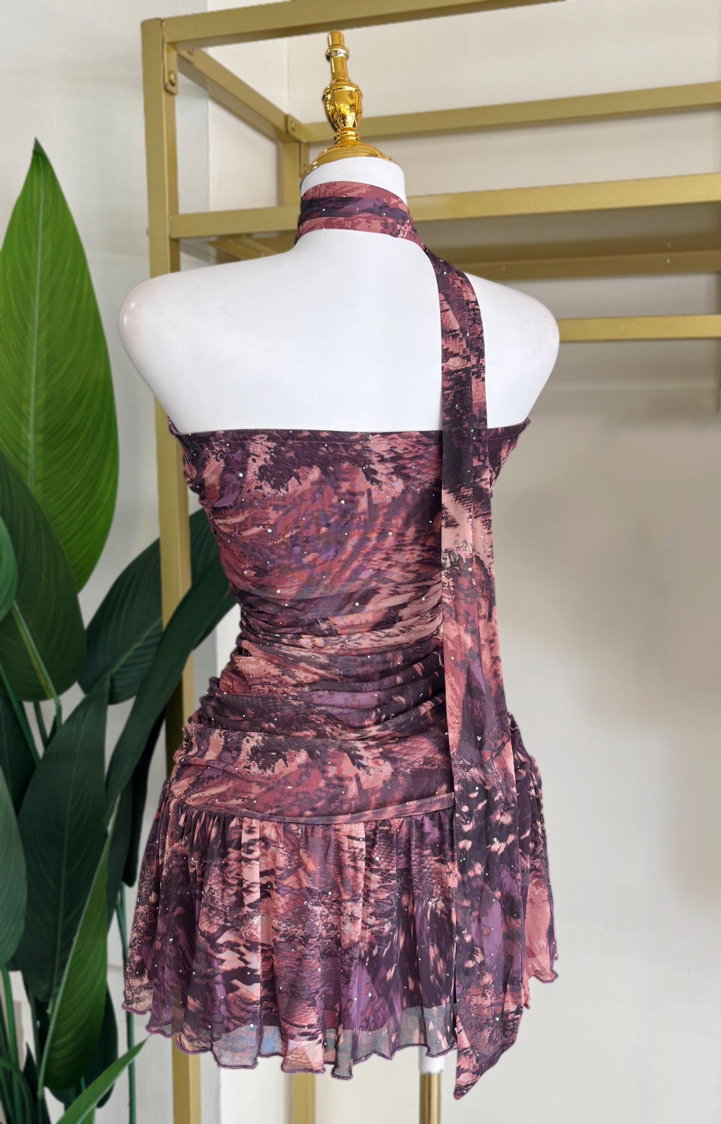 Nadira Scarf Mini Dress (Mauve)