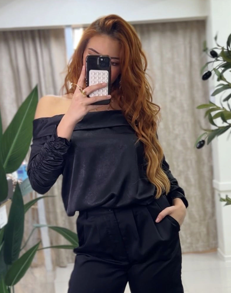 Leonor Off Shoulder Bodysuit (Negro)