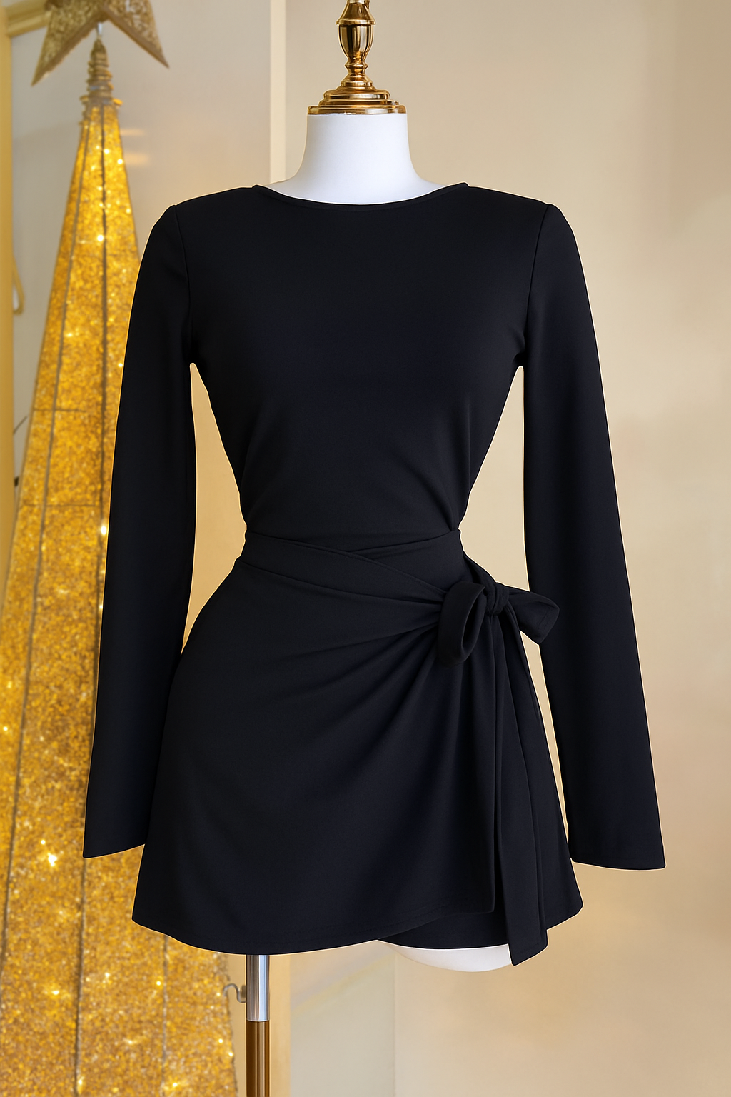 Antonella Long Sleeve Active Romper (Negro)