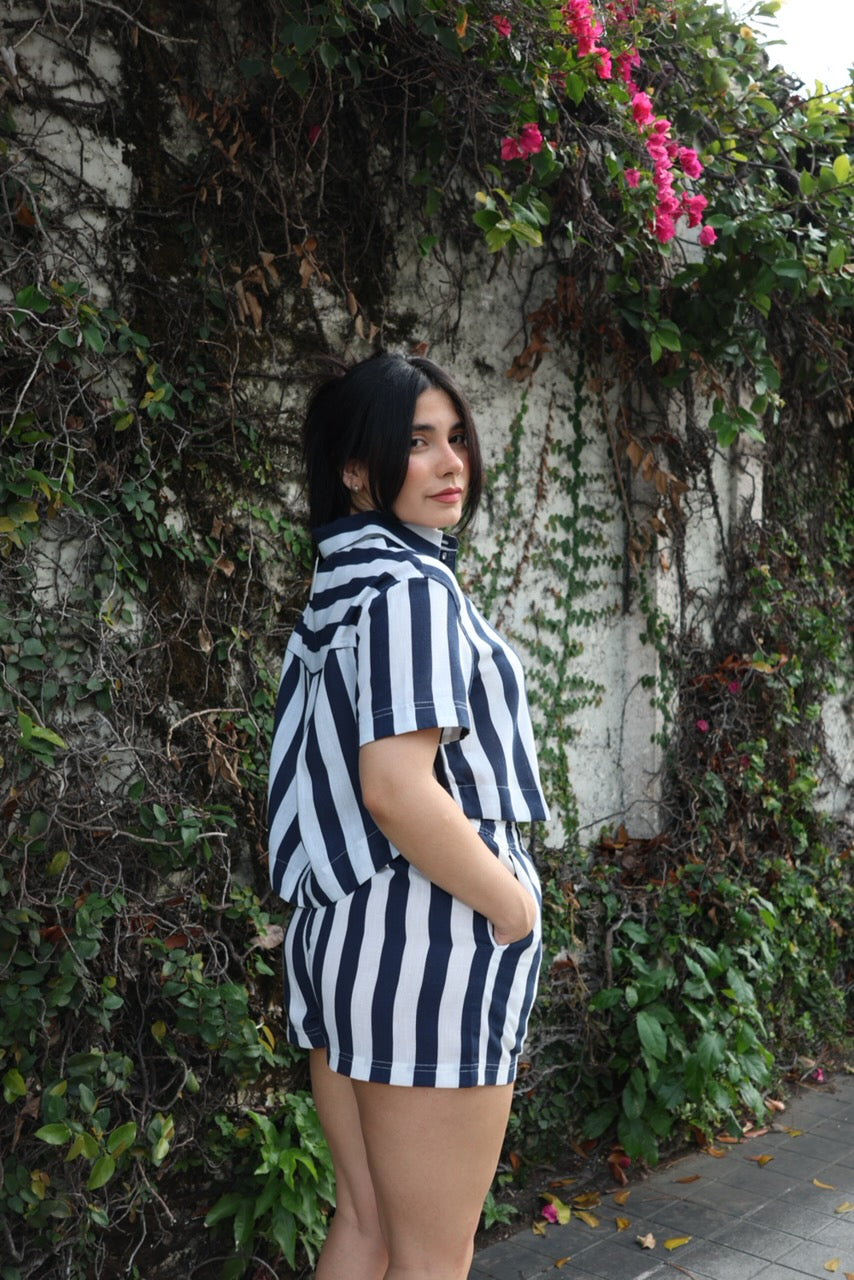Tatiana Stripe Short Set (Navy)