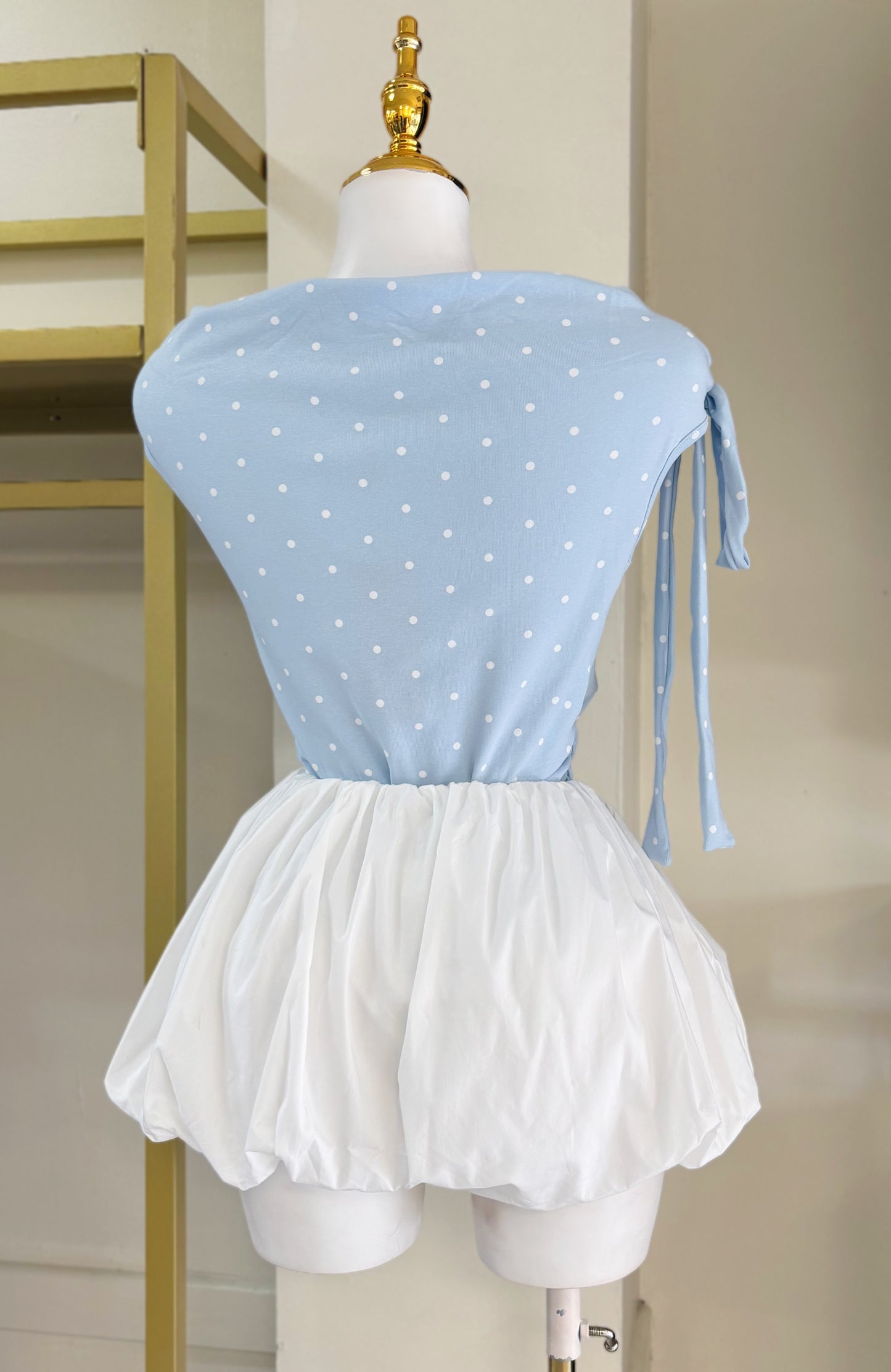 Alana Polka Dots Blouse (Blue)