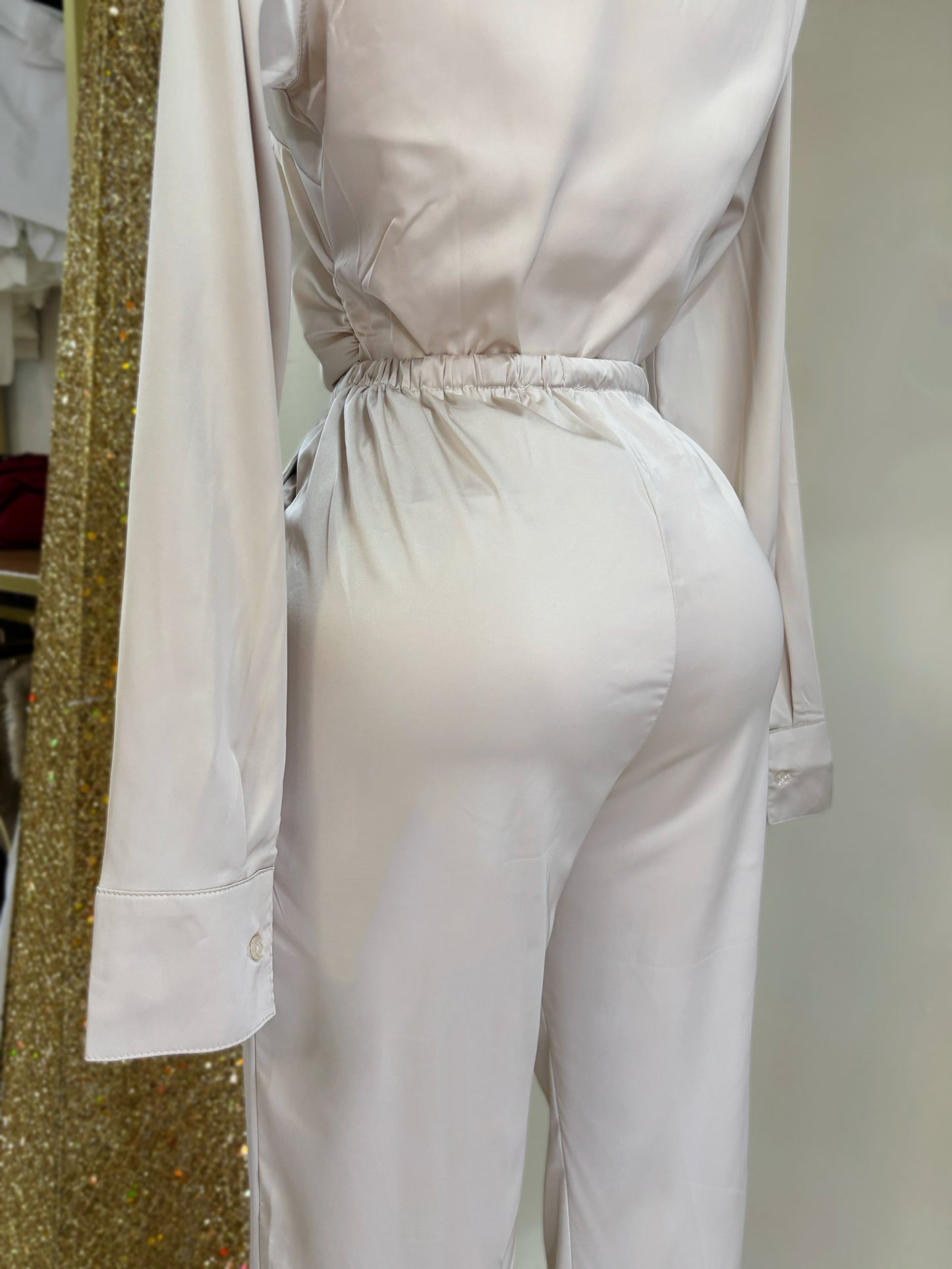 Elvira Satin Pant (Beige)