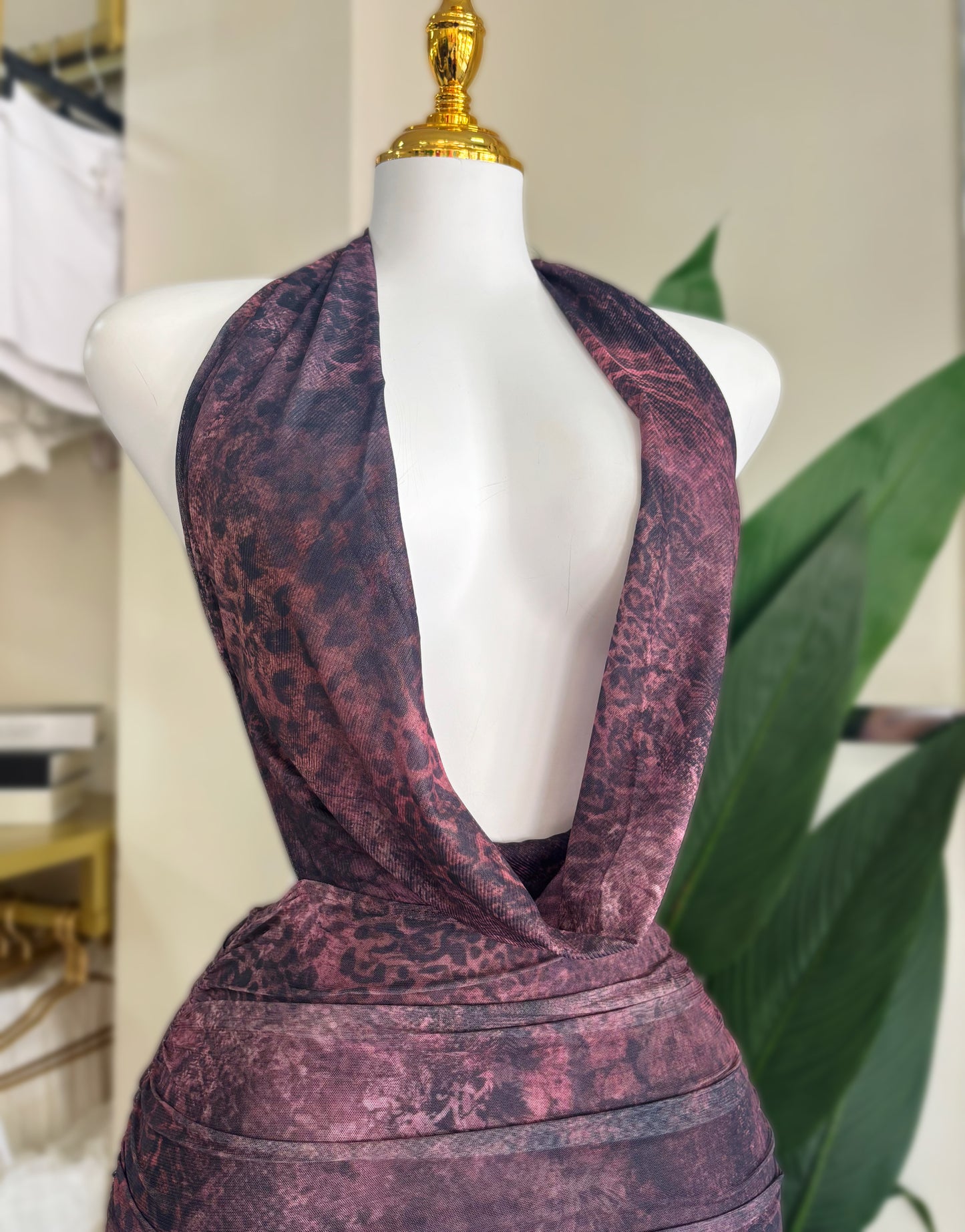 Gala Wine Halter Dress