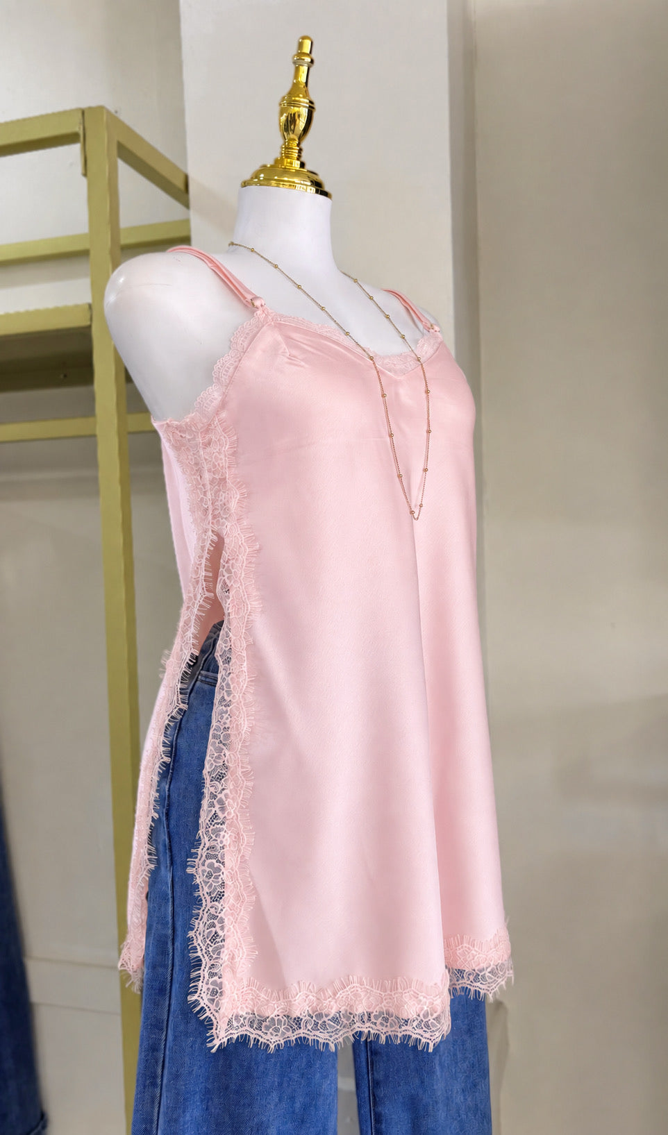 Galilea Satin Lace Blouse (Pink)