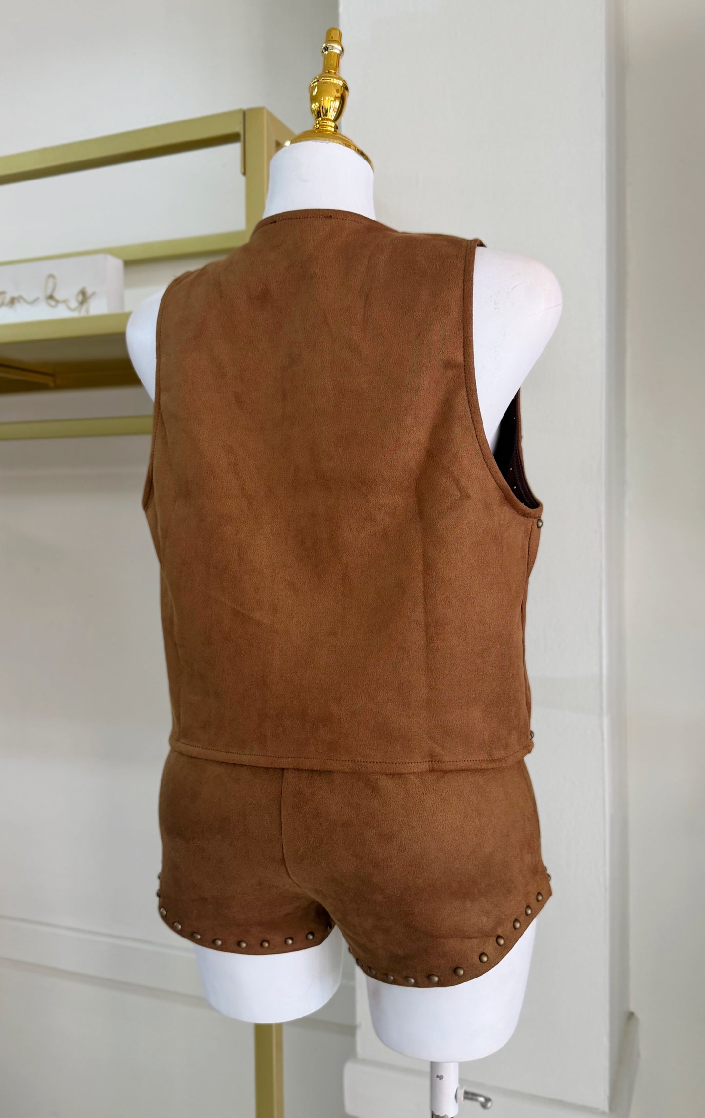 Emma Suede Short Set (Brown)