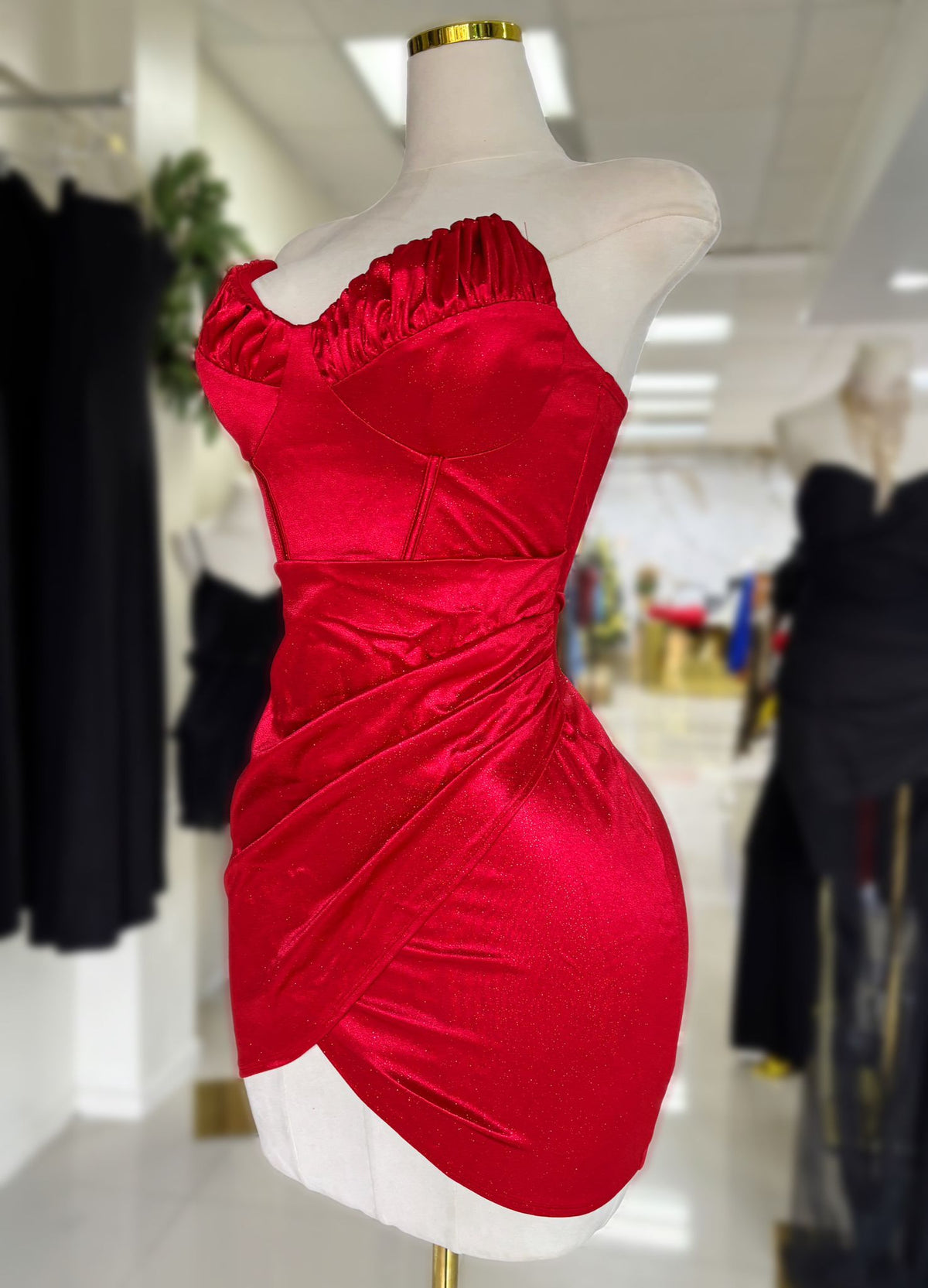 Rebecca Glitter Dress(ROJO/NEGRO)