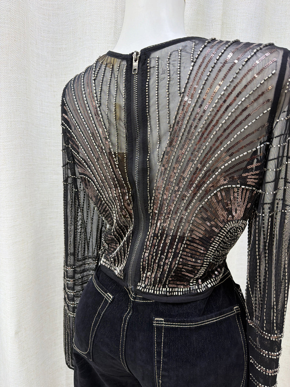 Luccia Sequin Mesh Top