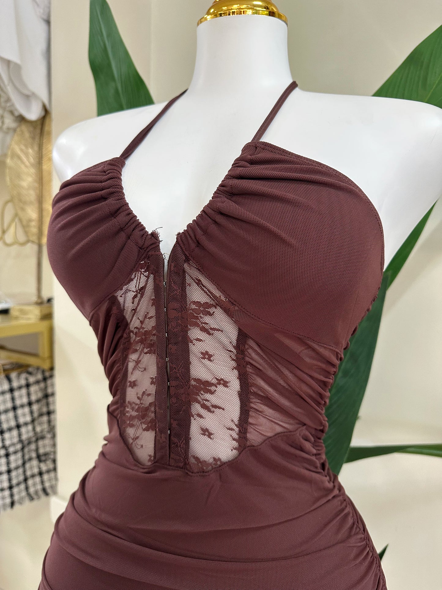 Juliana Mesh Lace Detail Dress