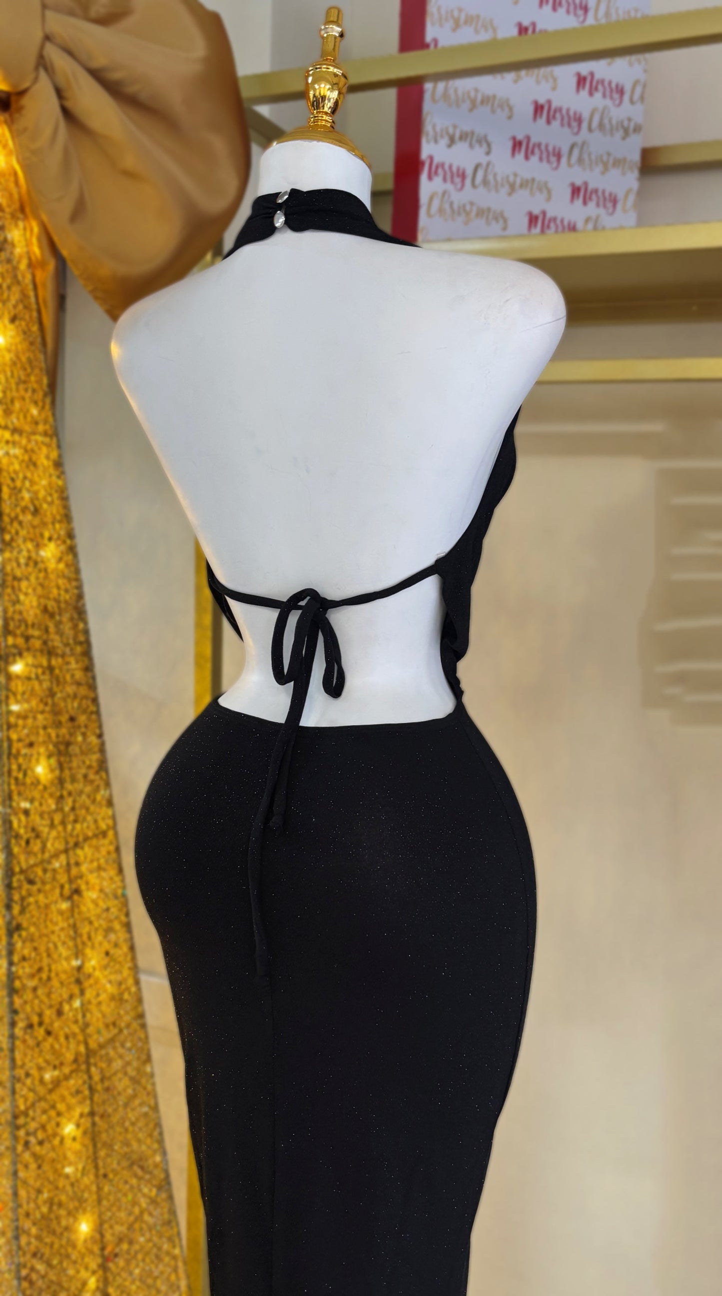 Nadia Glitter Dress (Black)
