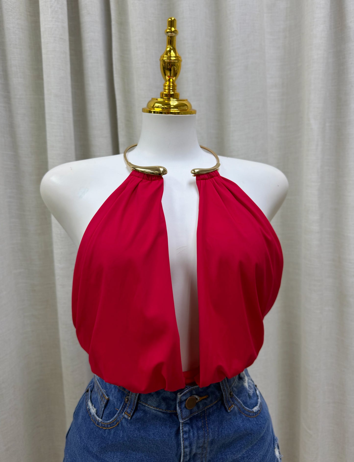 Amira Neck Detail Top (Red)