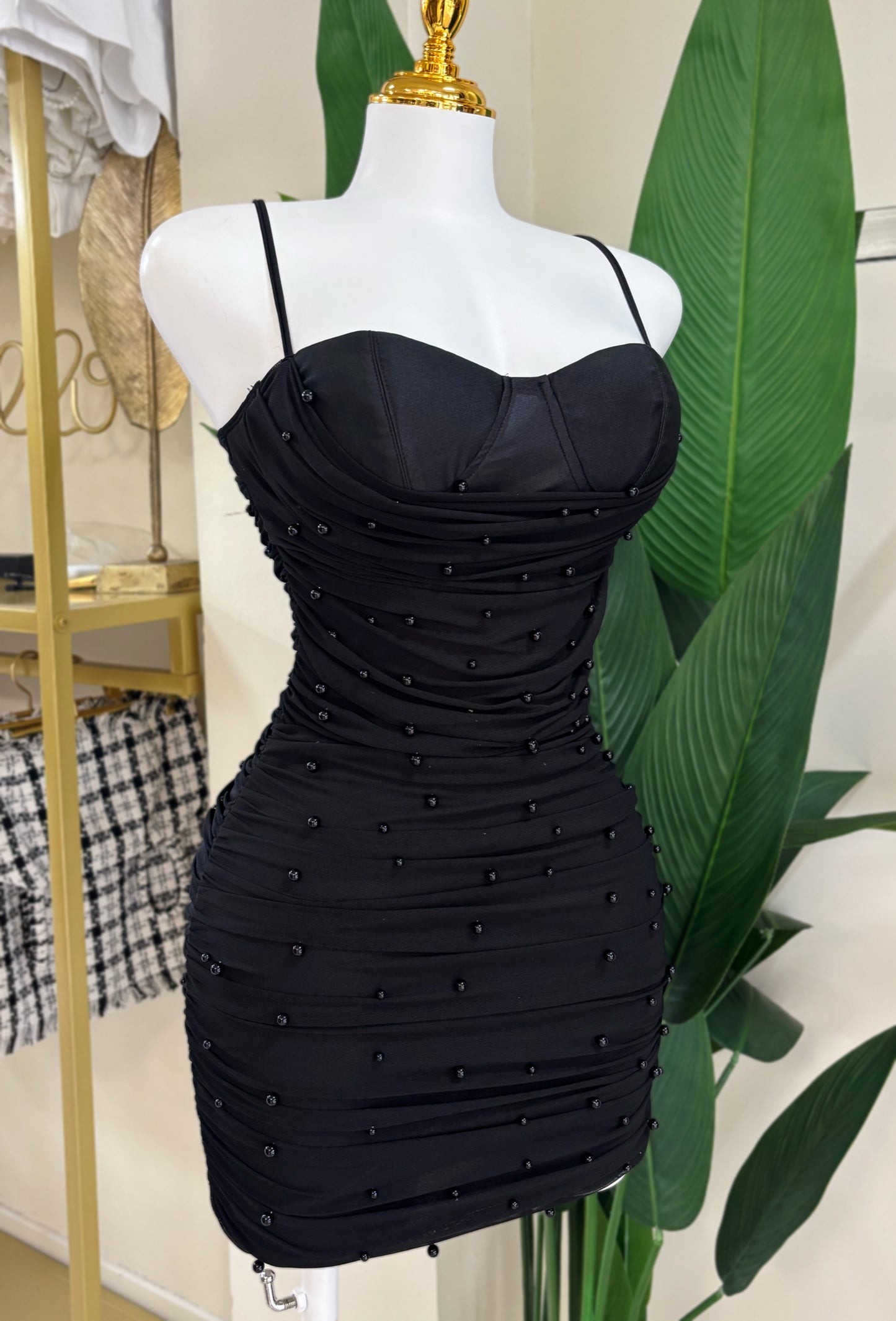 Samantha Black Pearls Dress