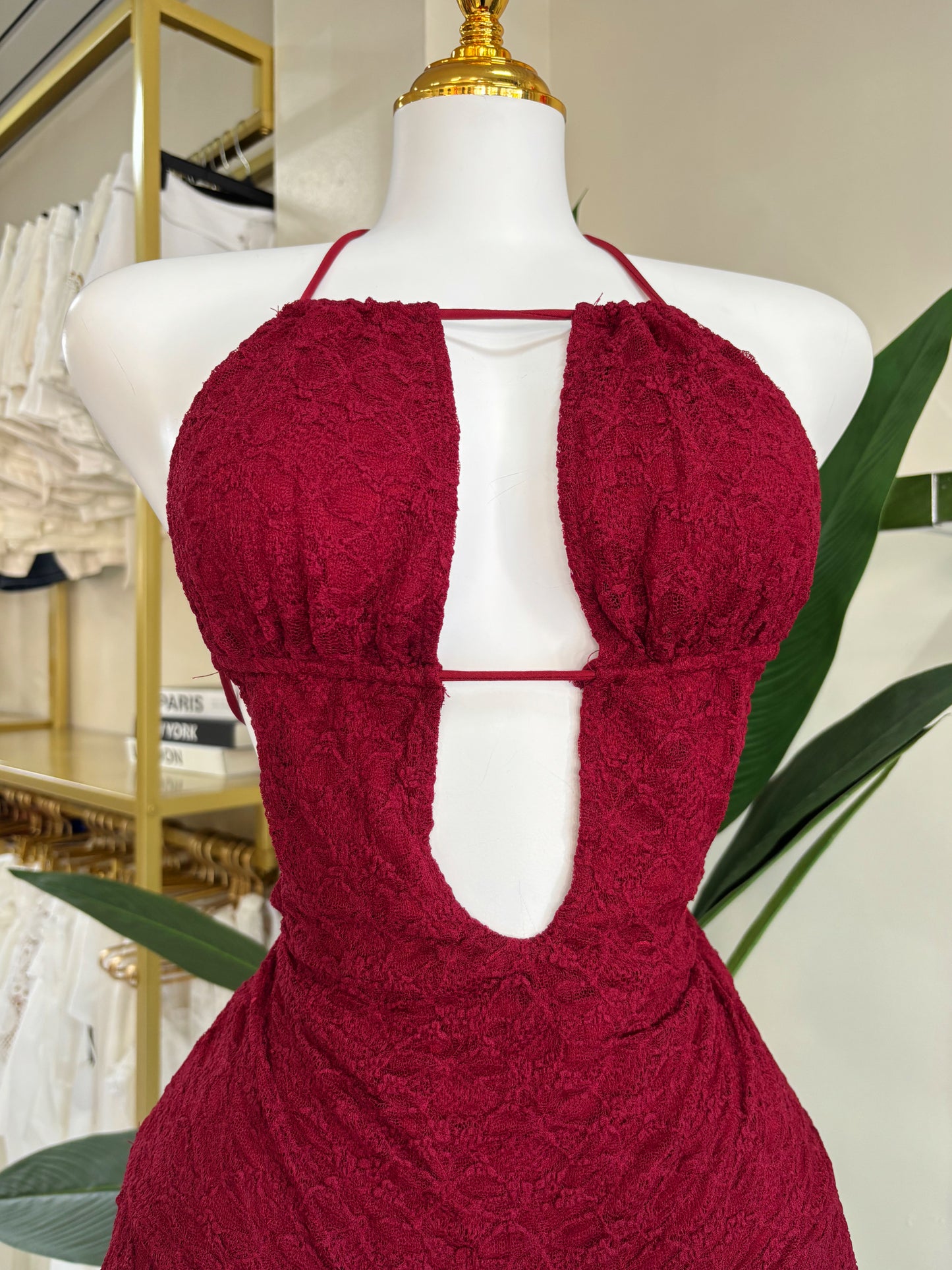 Rosalía Lace Dress (Brown/Burgundy/Black) *Tiene pantalón*