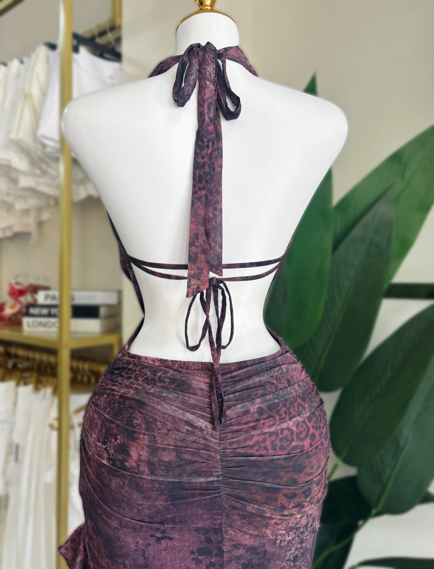 Gala Wine Halter Dress