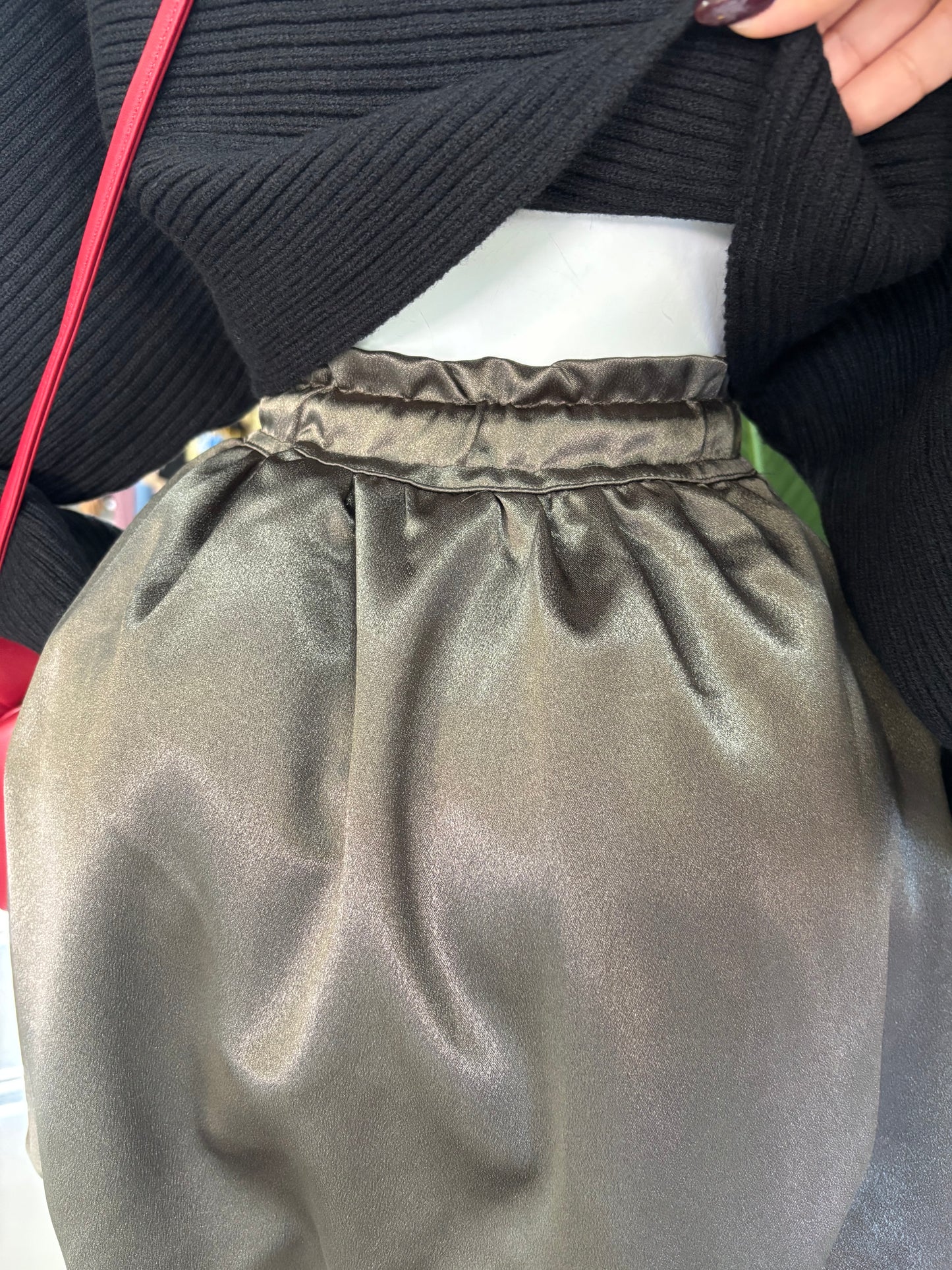 Mariana Satin Bubble Skirt (Bronce/Olive)