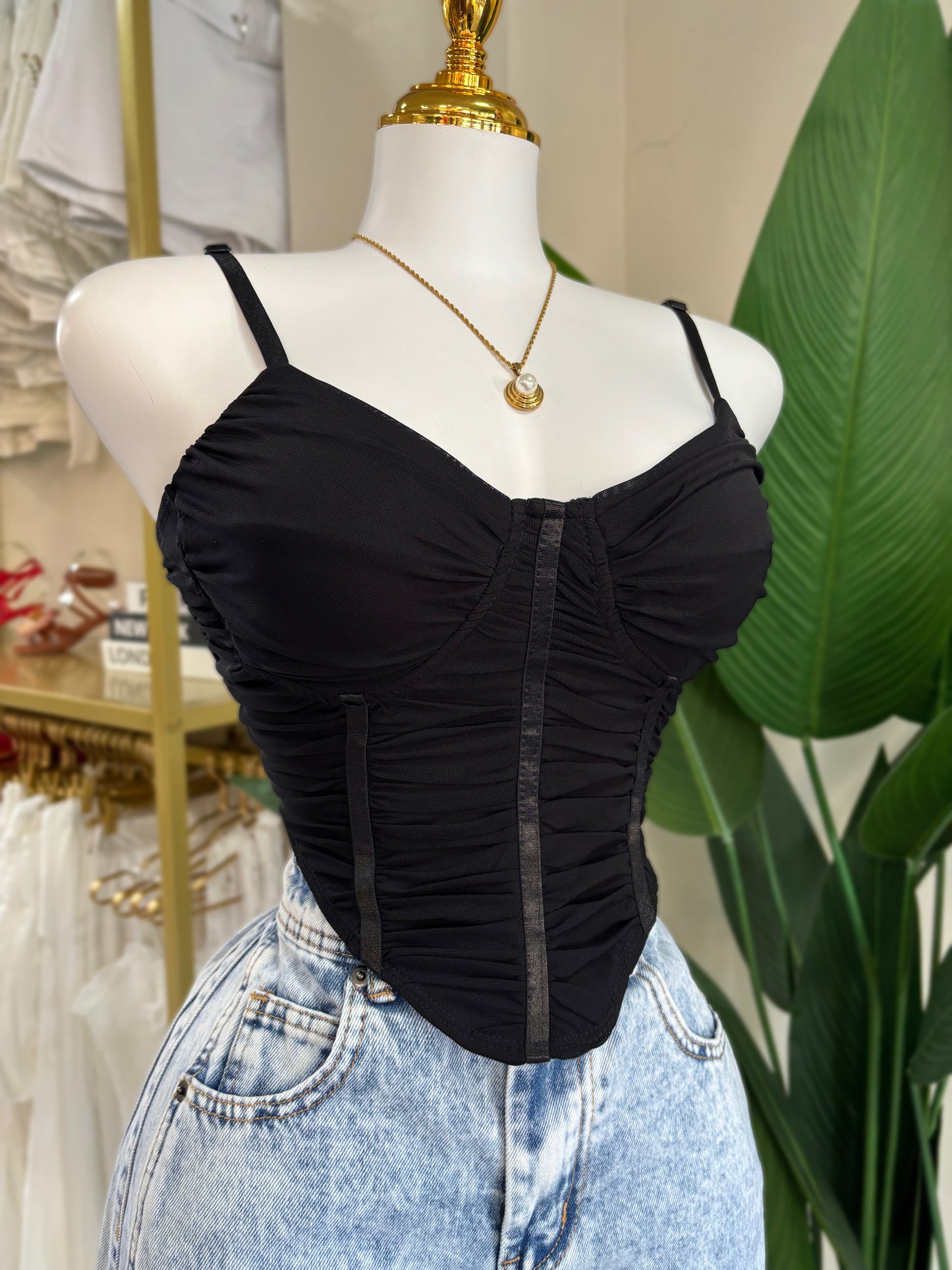 Angela Crop Top (Mocha/Negro)