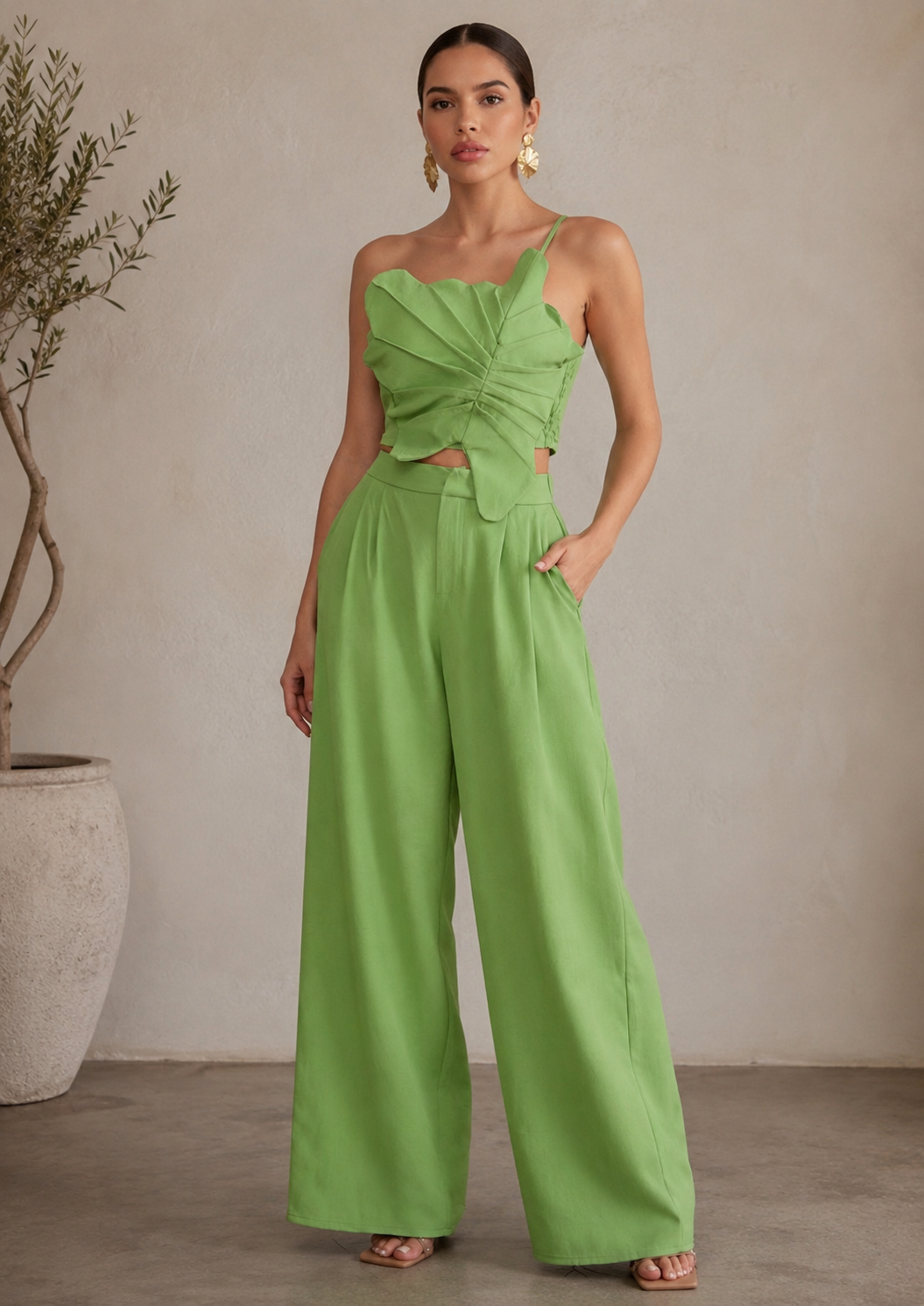 Selena Leaf Detail Pant Set