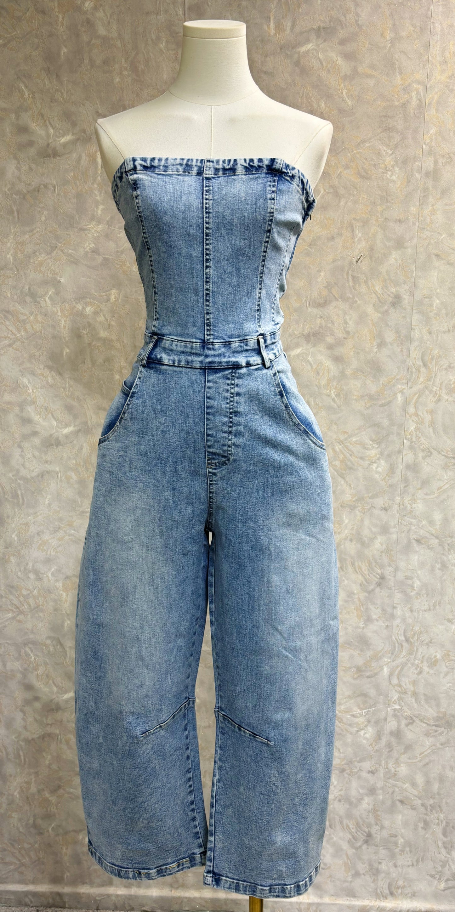 Kamila Barrel Denim Jumpsuit
