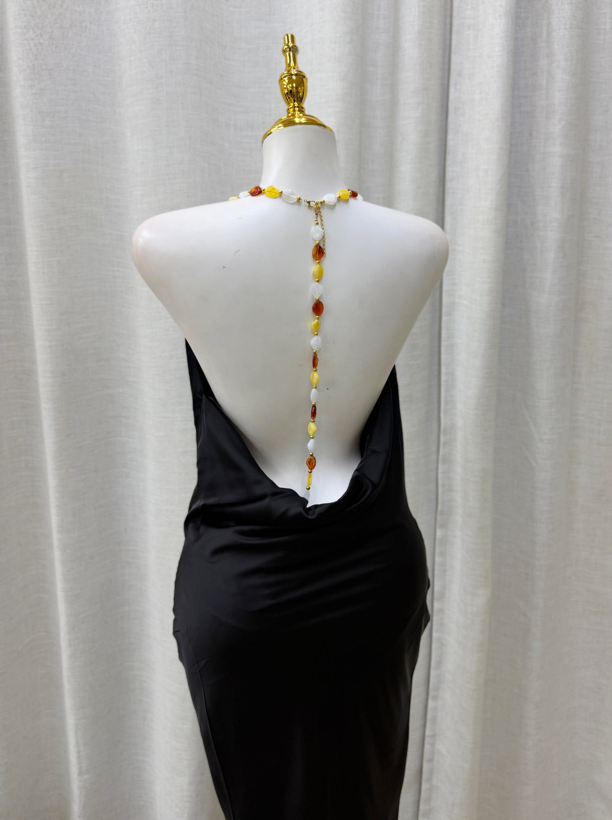 Hesia Back Beads Maxi Dress (Black)