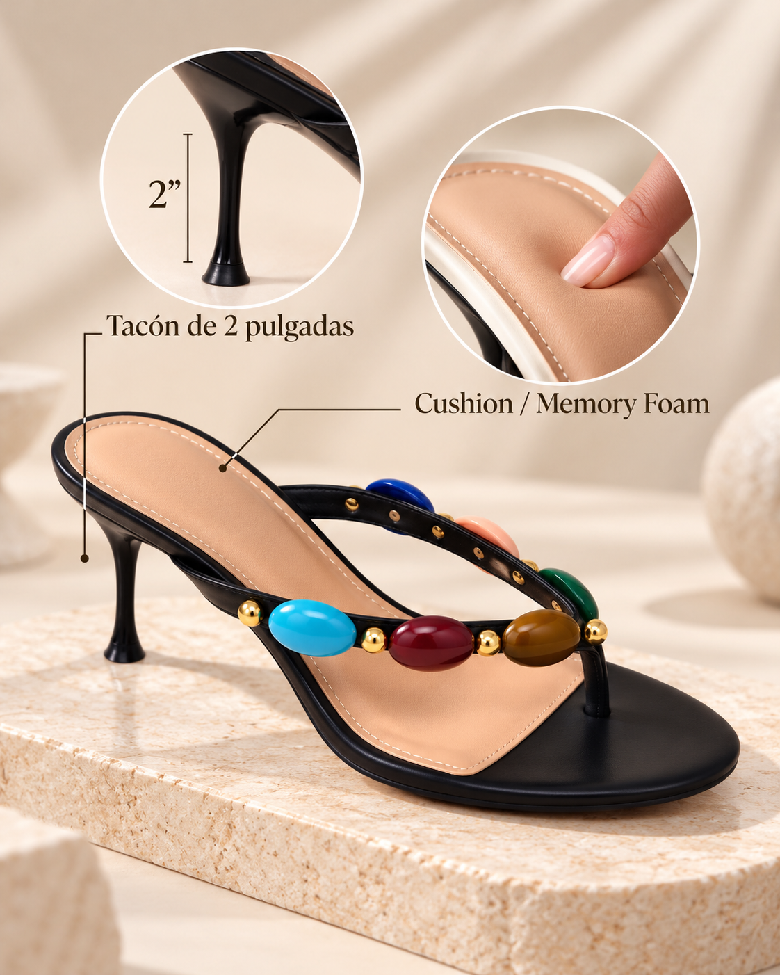 Kathie-01 Beads Sandals