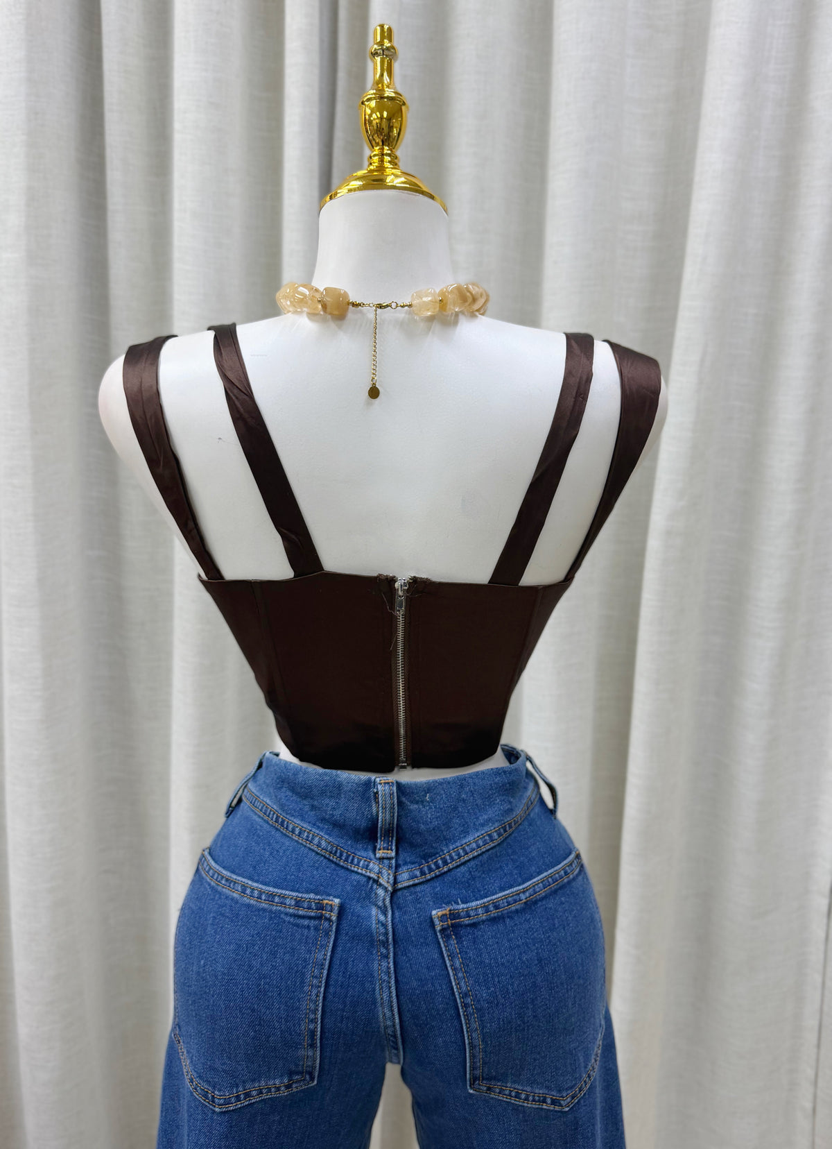 Darla Chocolate Satin Corset