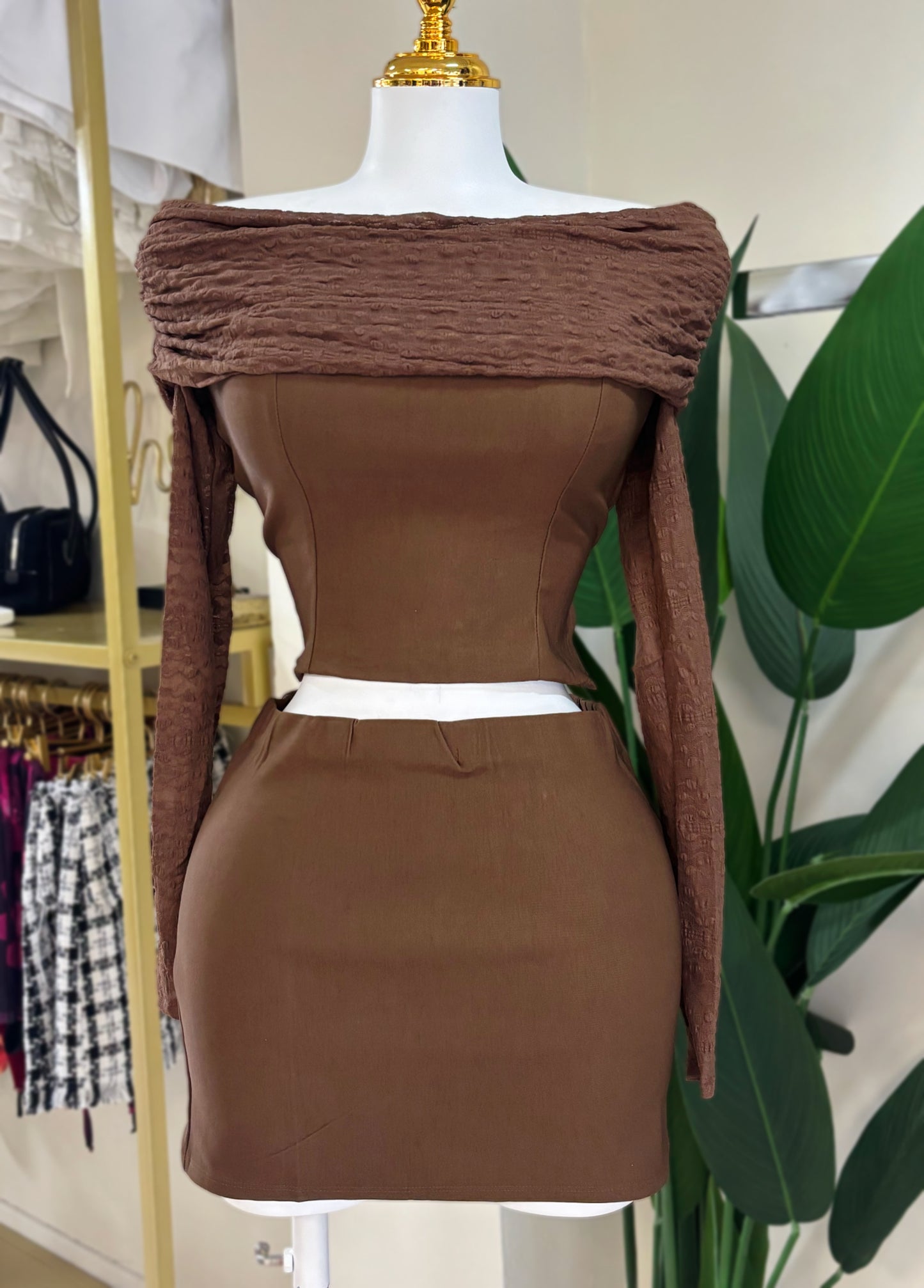 Paula Skirt Set (Marrón)