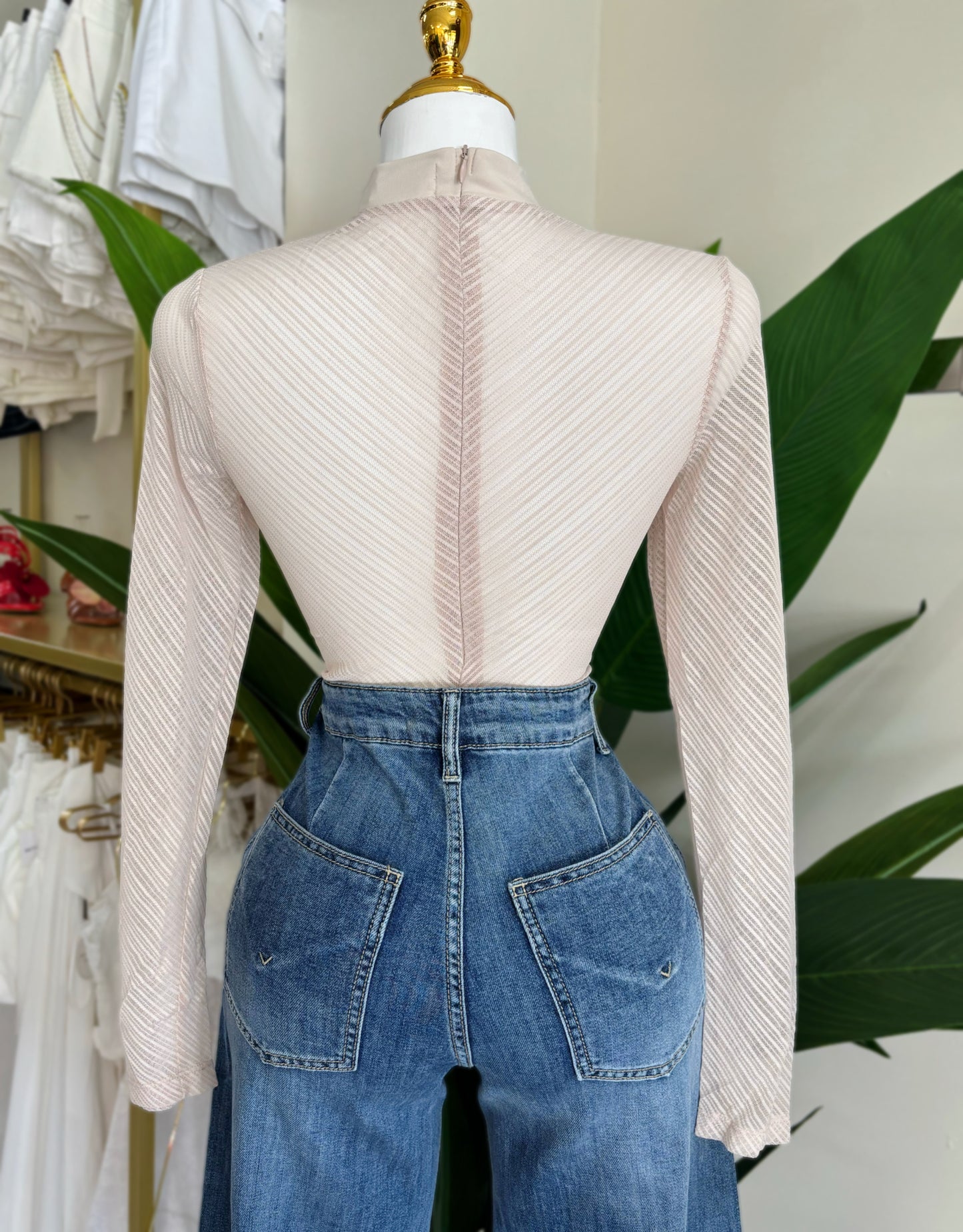 Bianca Top (Beige/Burgundy/Negro)