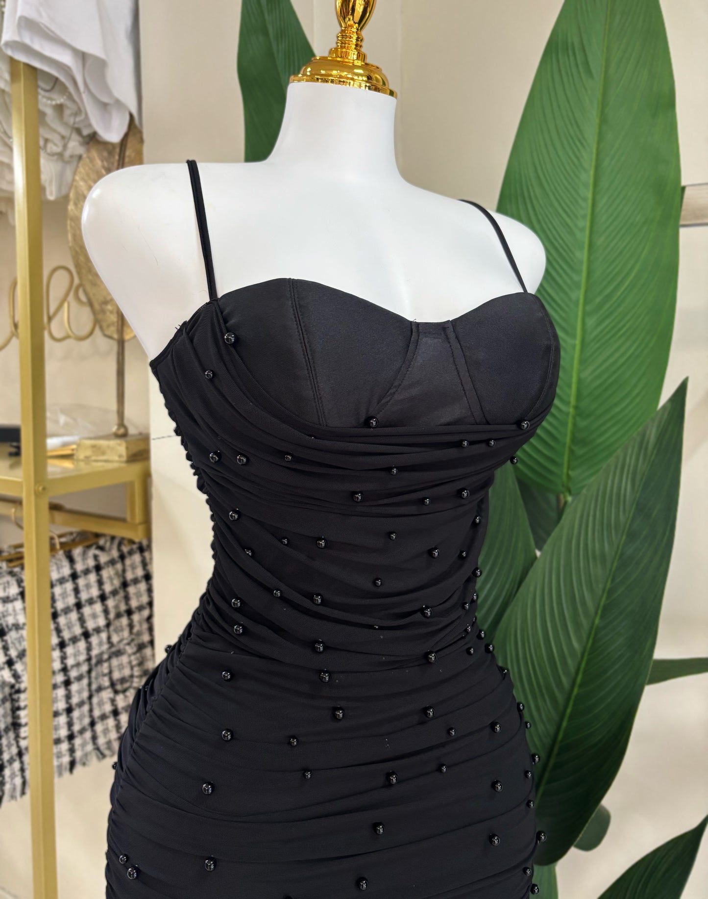 Samantha Black Pearls Dress