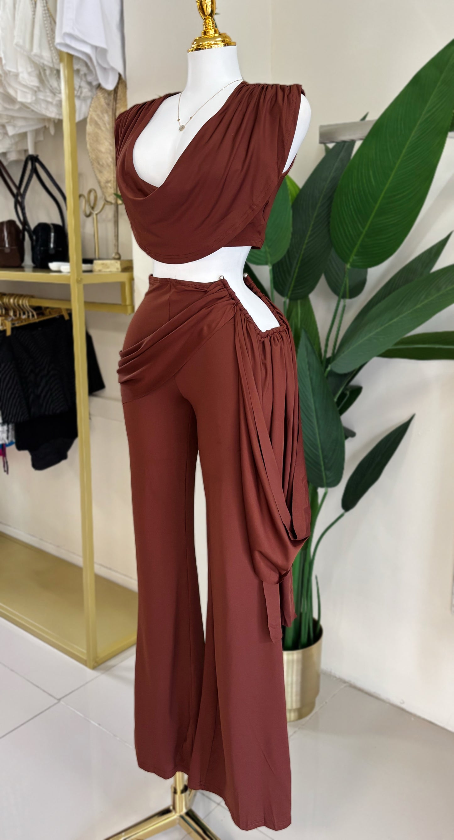 Amelia Pant Set (Brown)