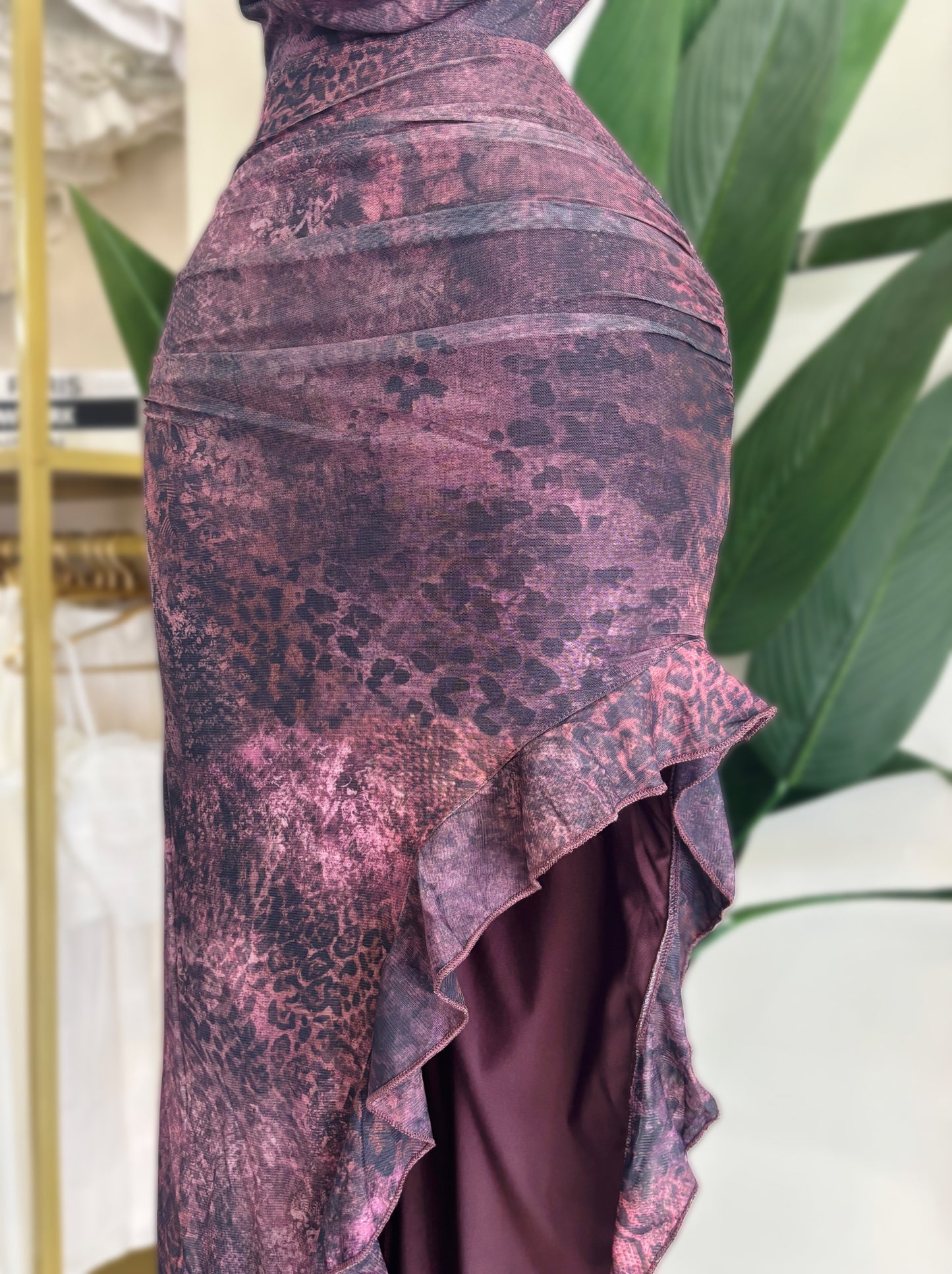 Gala Wine Halter Dress