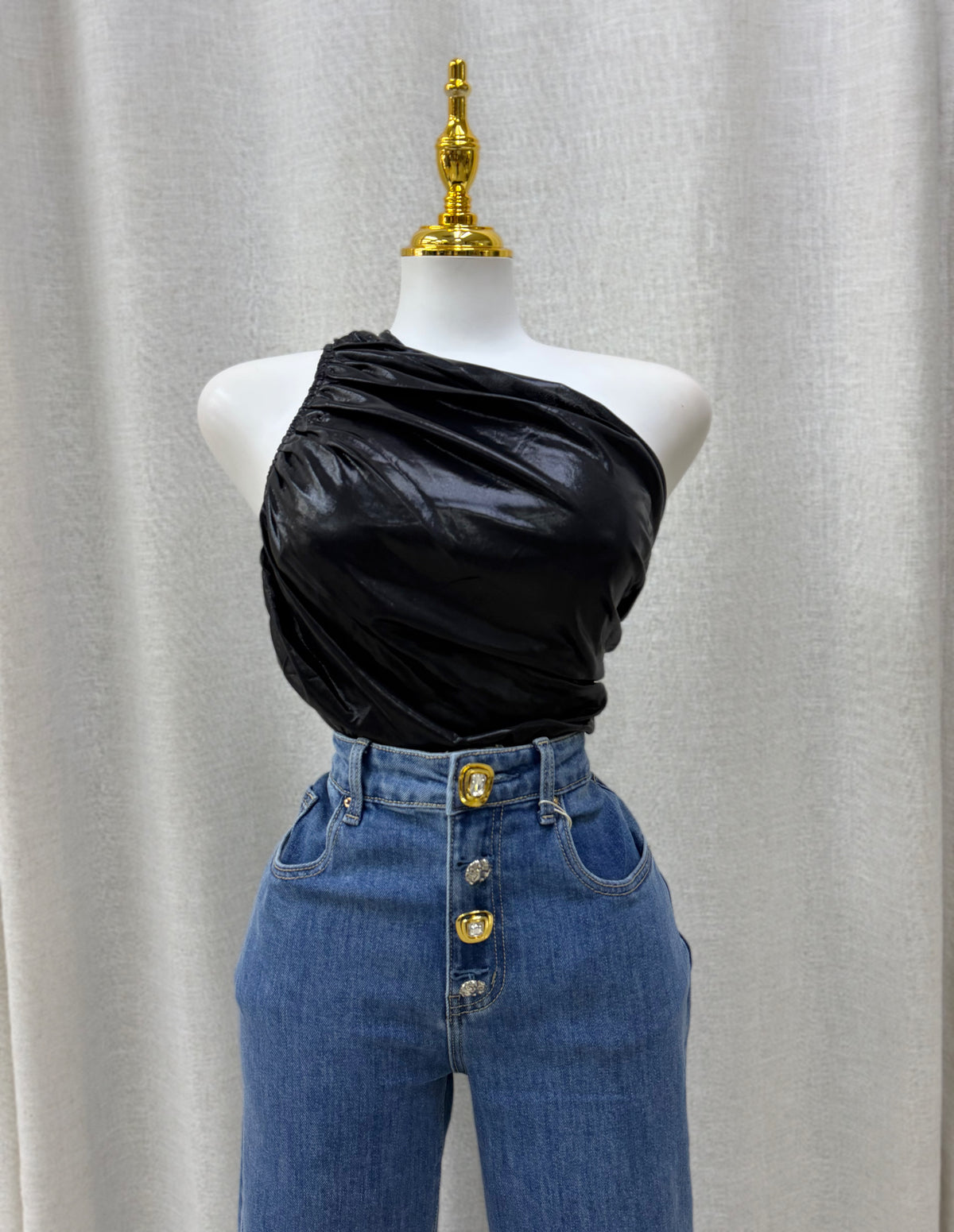 Angele Black Leather Top