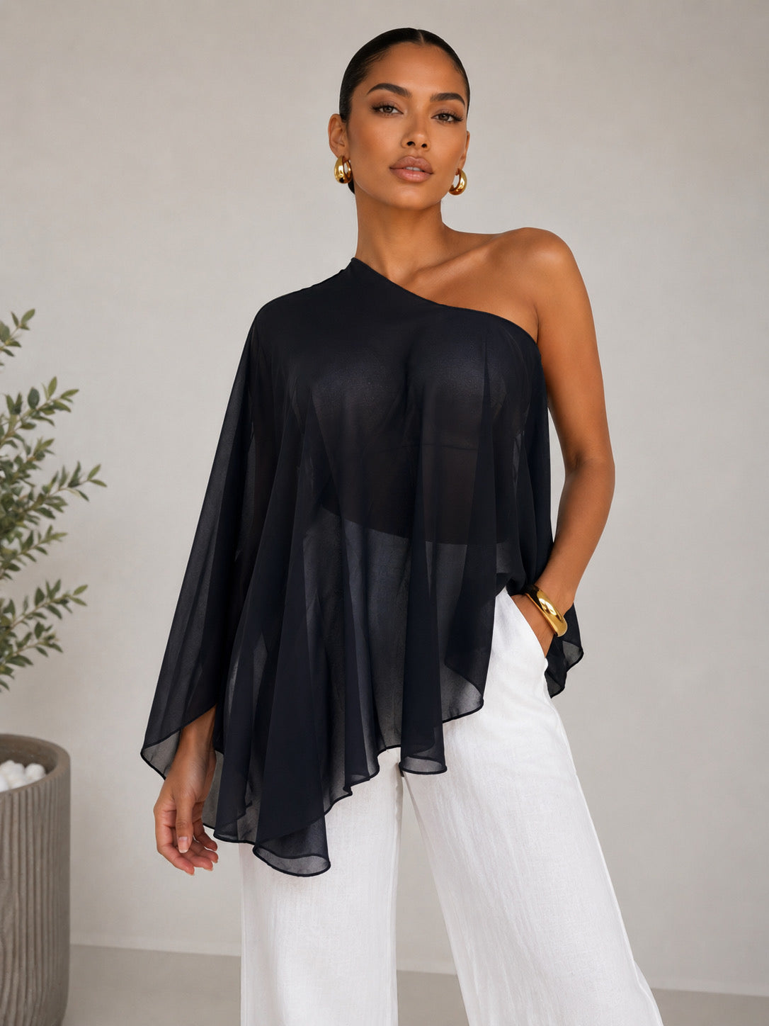 Venecia Black Poncho (ONE SIZE)