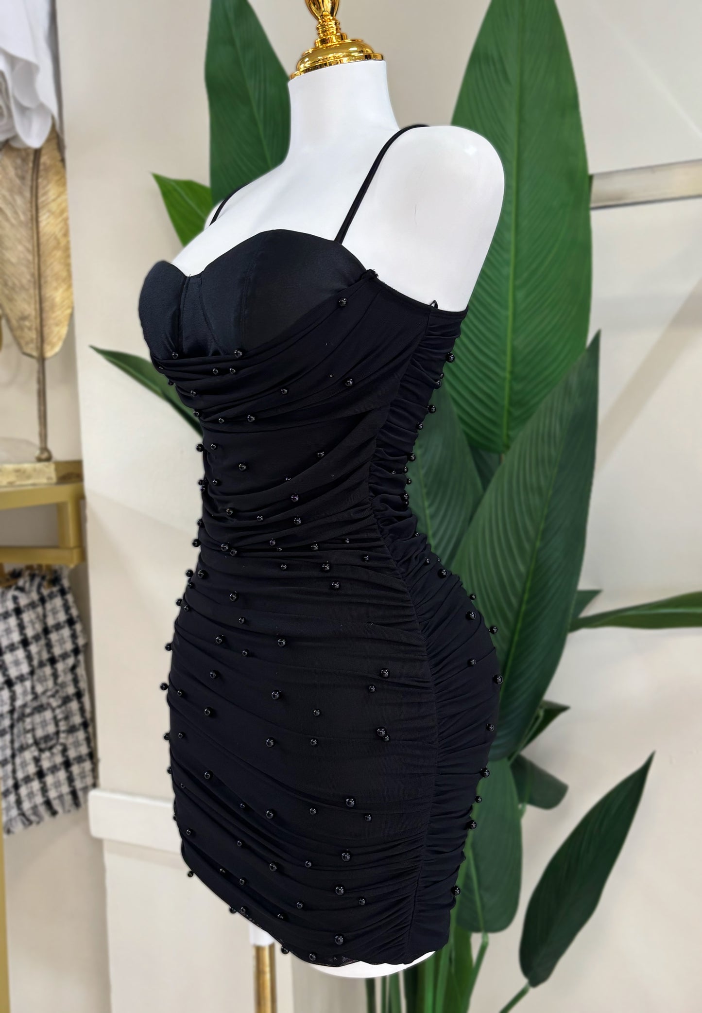 Samantha Black Pearls Dress