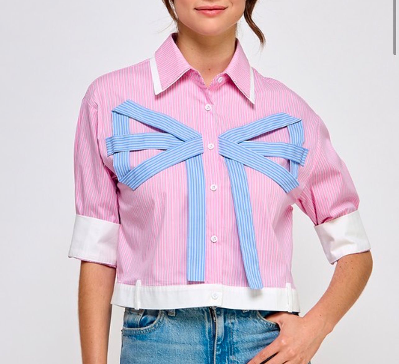 Tiara Bow Stripes Blouse (2 colores)