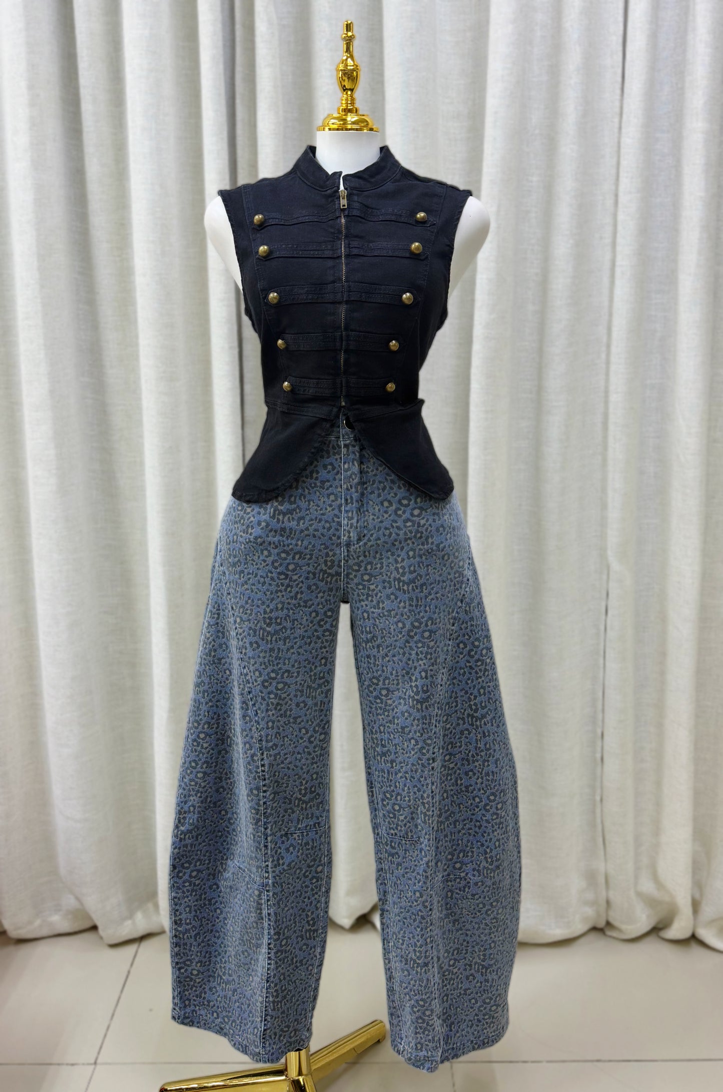 Darla Animal Print Denim Barrel