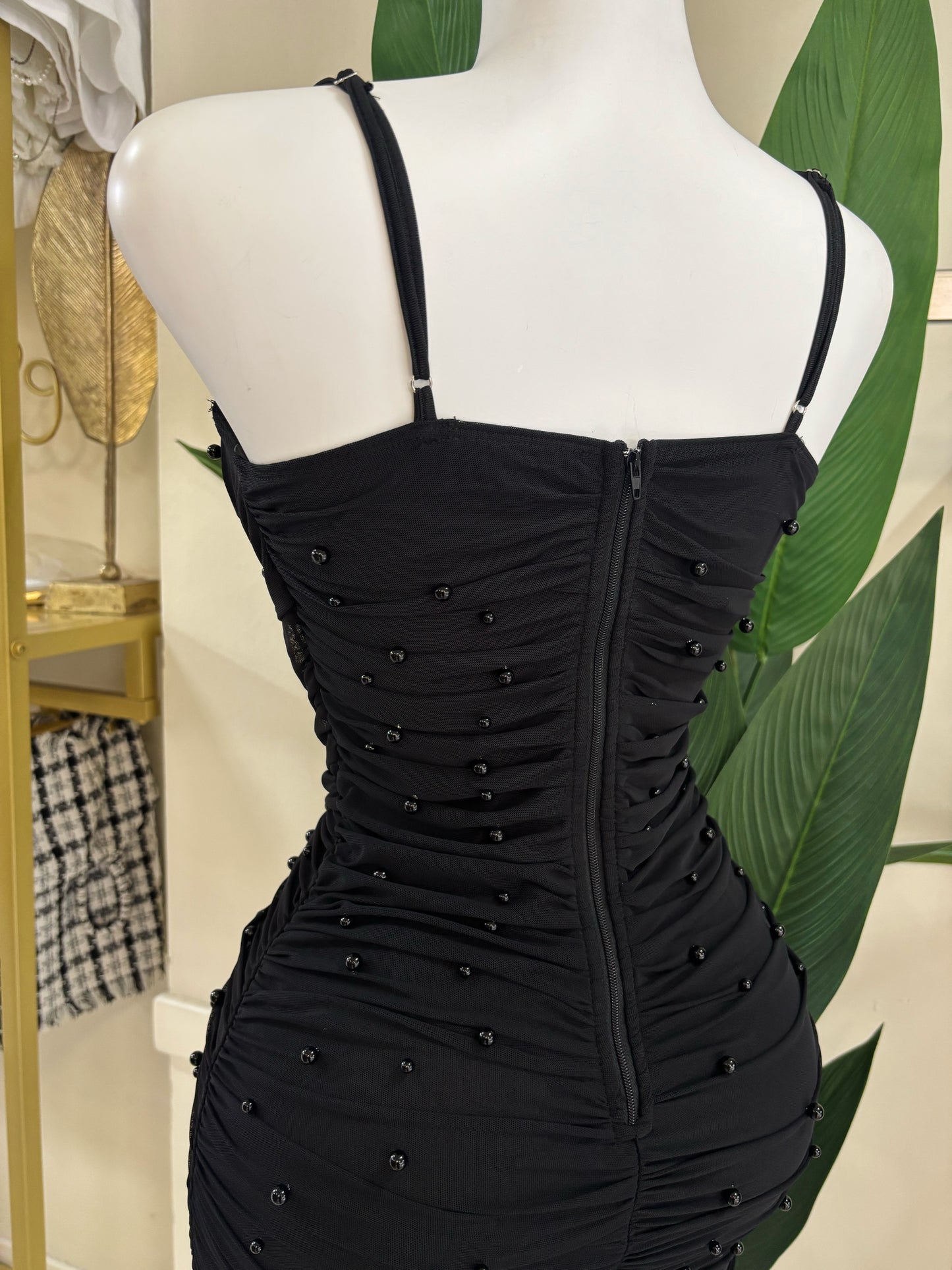 Samantha Black Pearls Dress