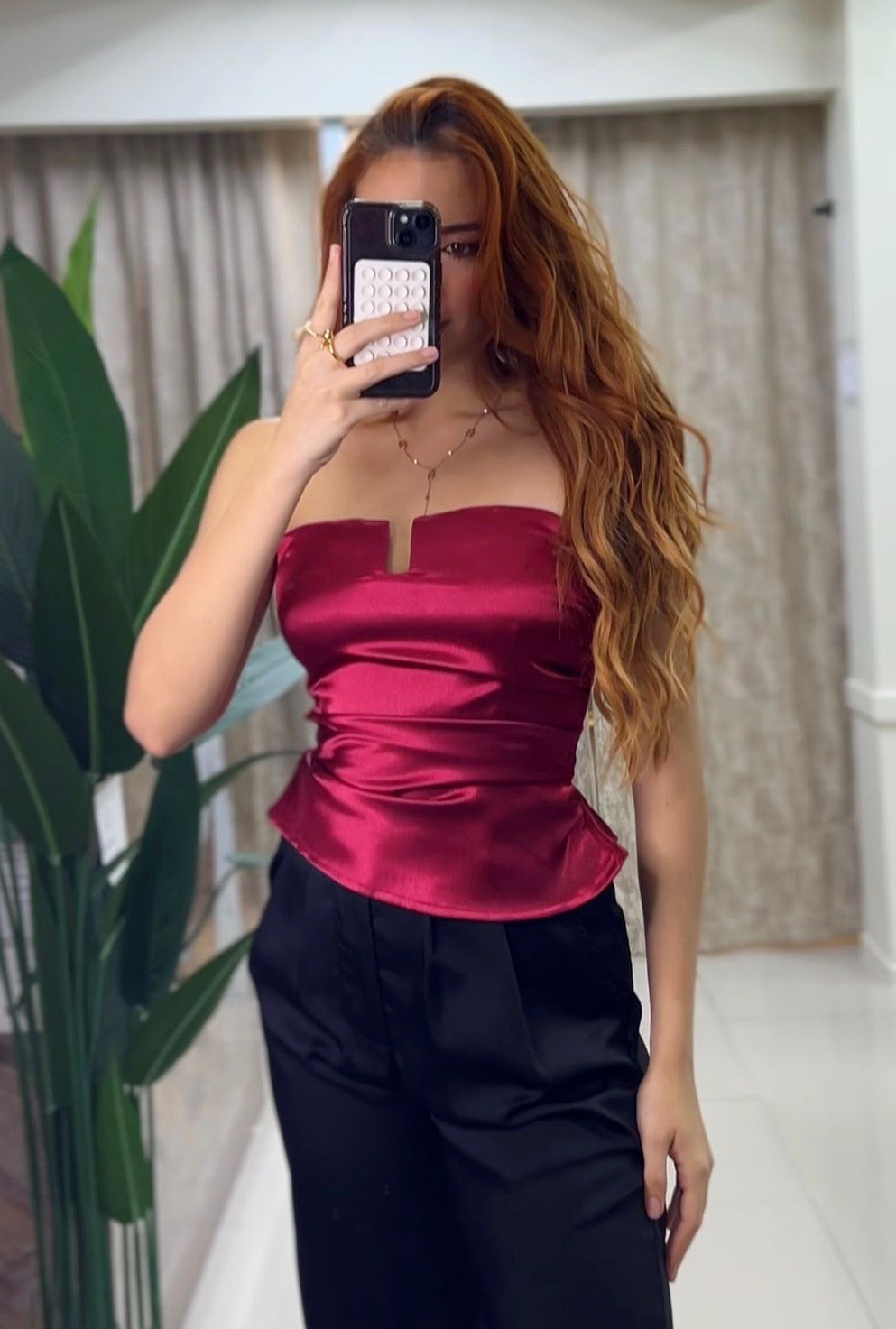Margot Satin Corset (Burgundy)