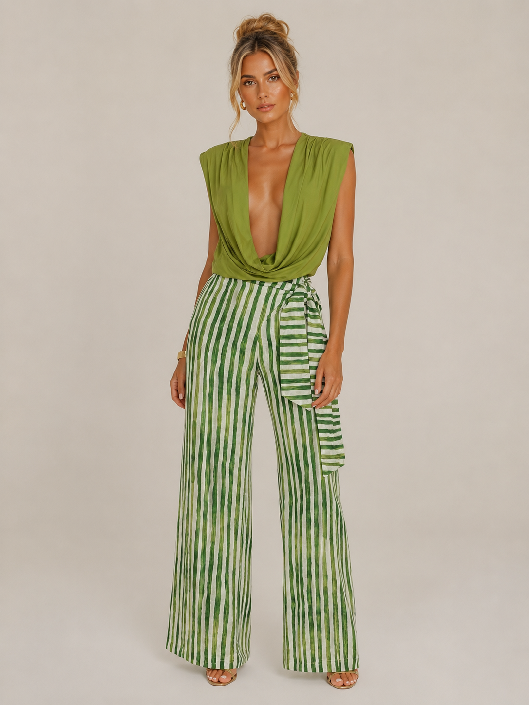 Tamara Stripes Pants (Green)