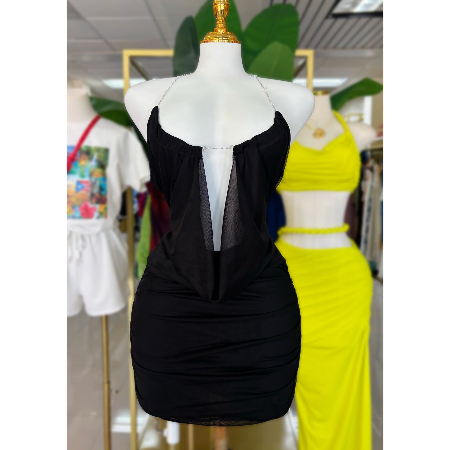 Asia Chain Detail Dress (Marrón/Negro)