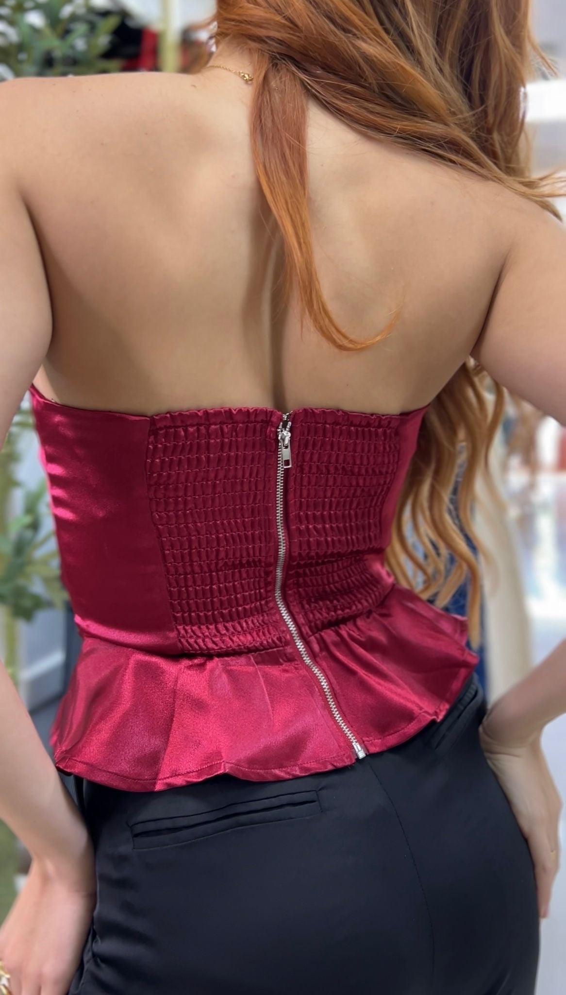 Margot Satin Corset (Burgundy)
