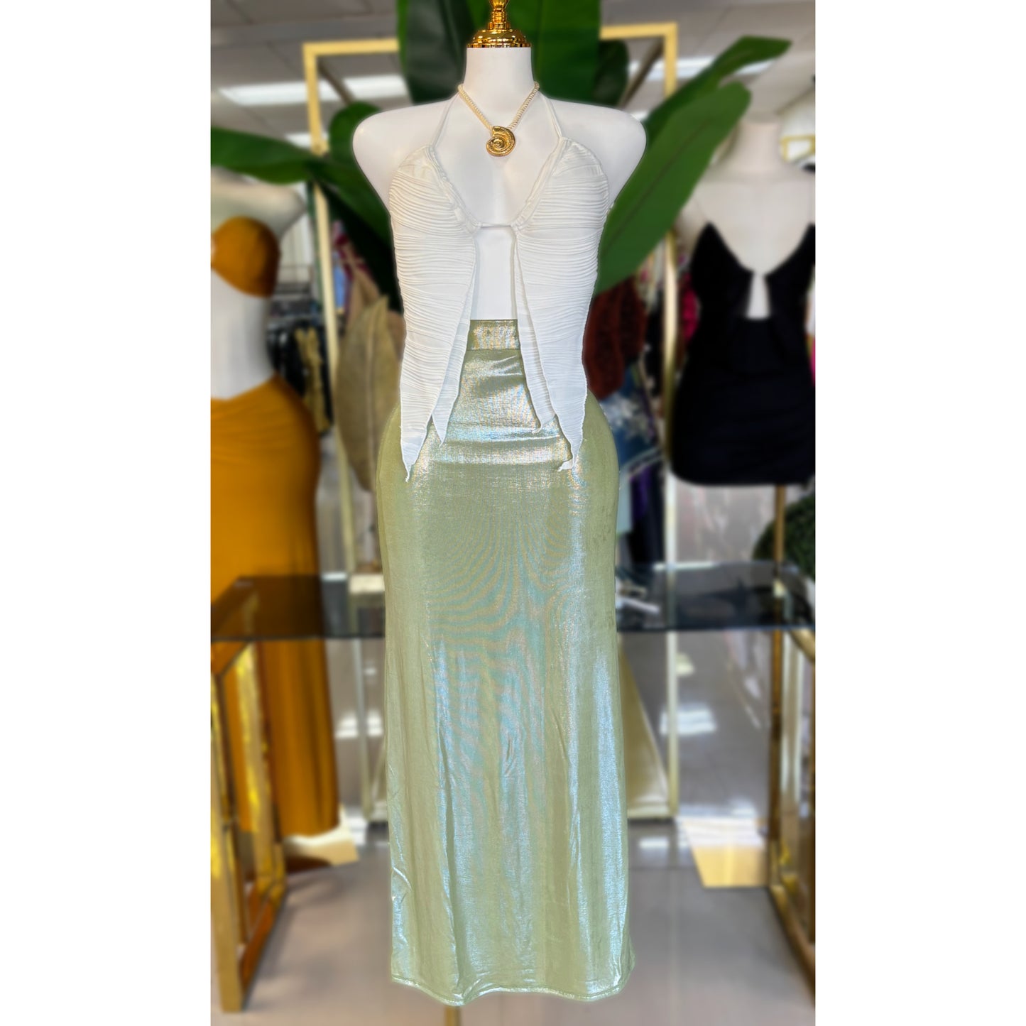 Lara Metallic Long Skirt (3 Colores)