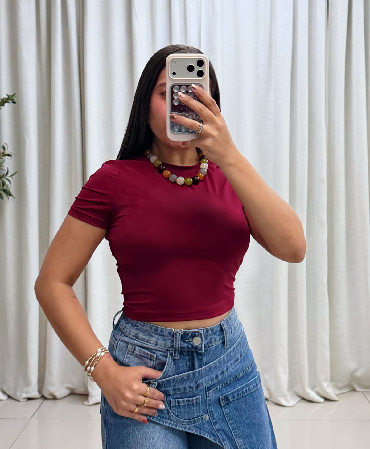 Hanna Basic Crop Tshirt (Burgundy)