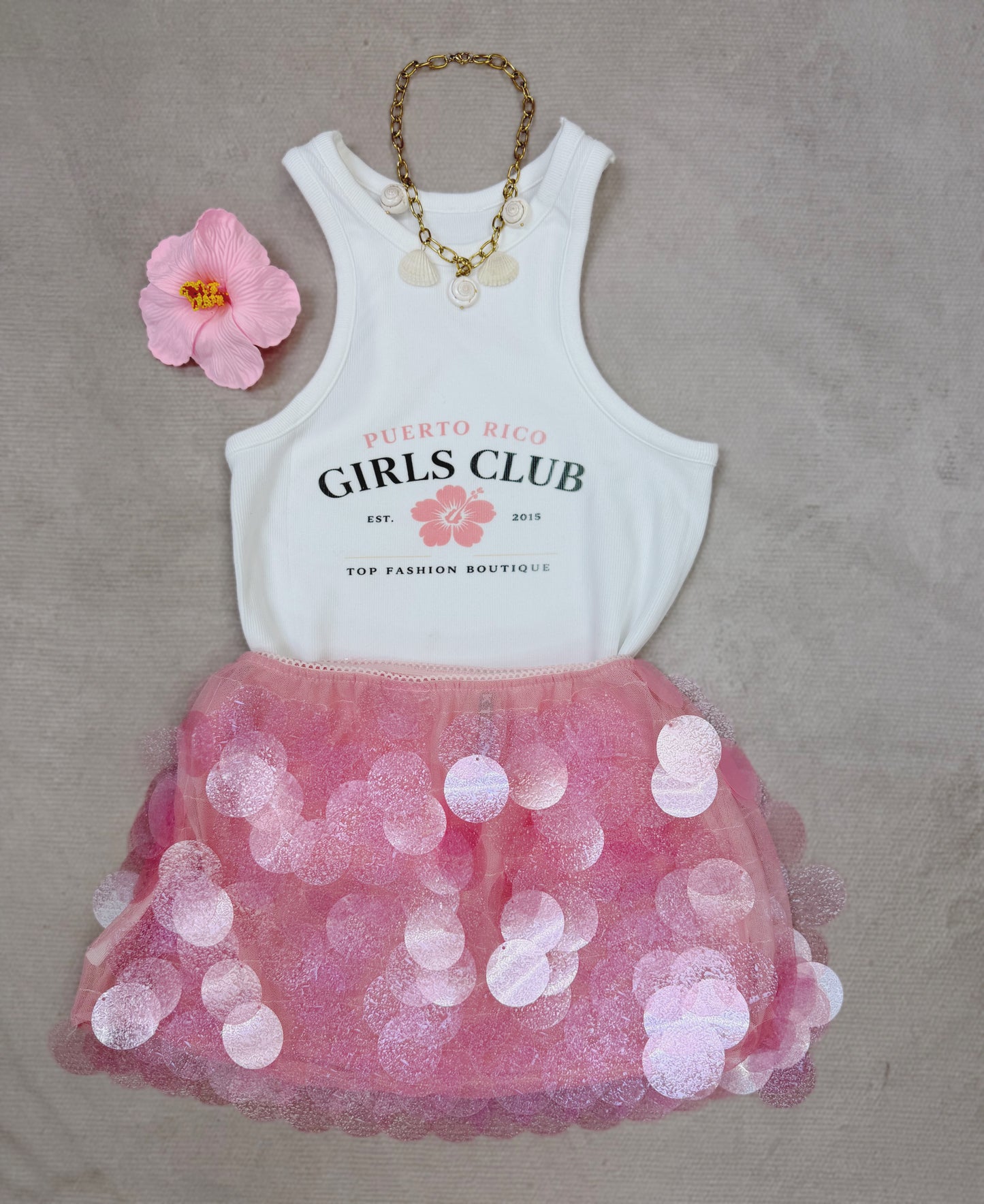 Ariza Pink Big Sequin Skirt (Corre pequeña)