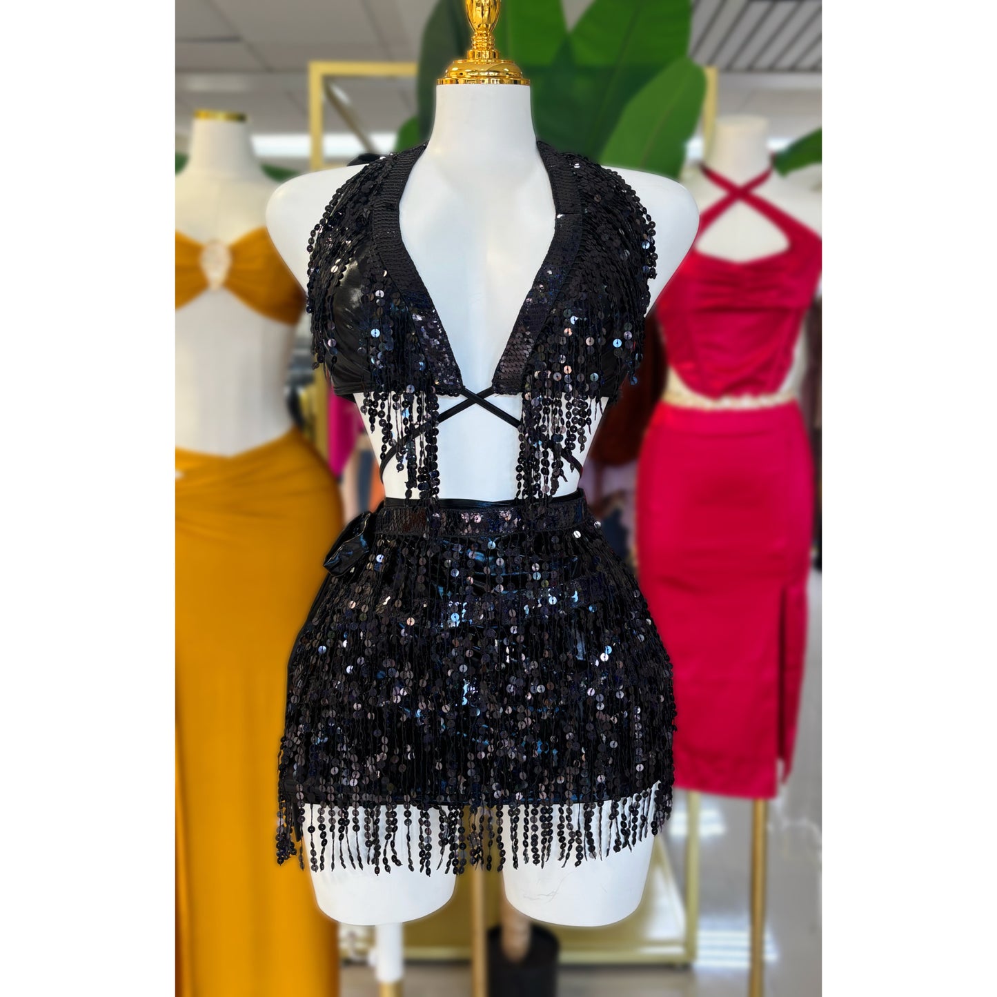 Thalia Sequin Set (Rosa/Negro)